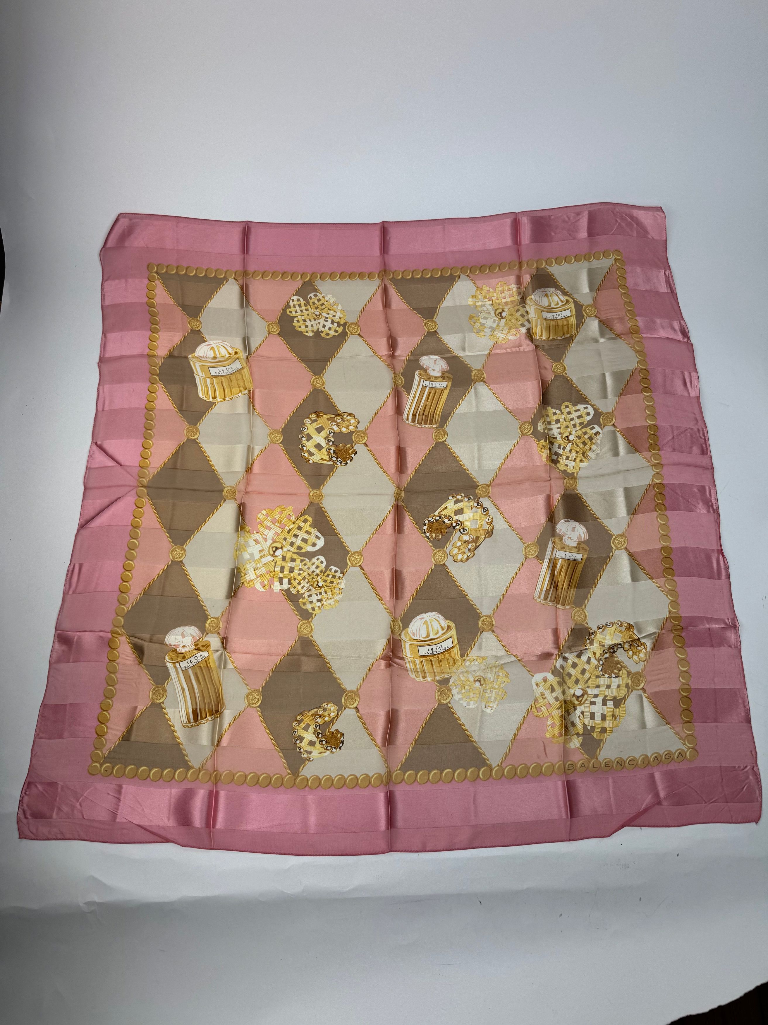 Balenciaga Vintage Silk Scarf Pink Size ONE SIZE - 8 Thumbnail