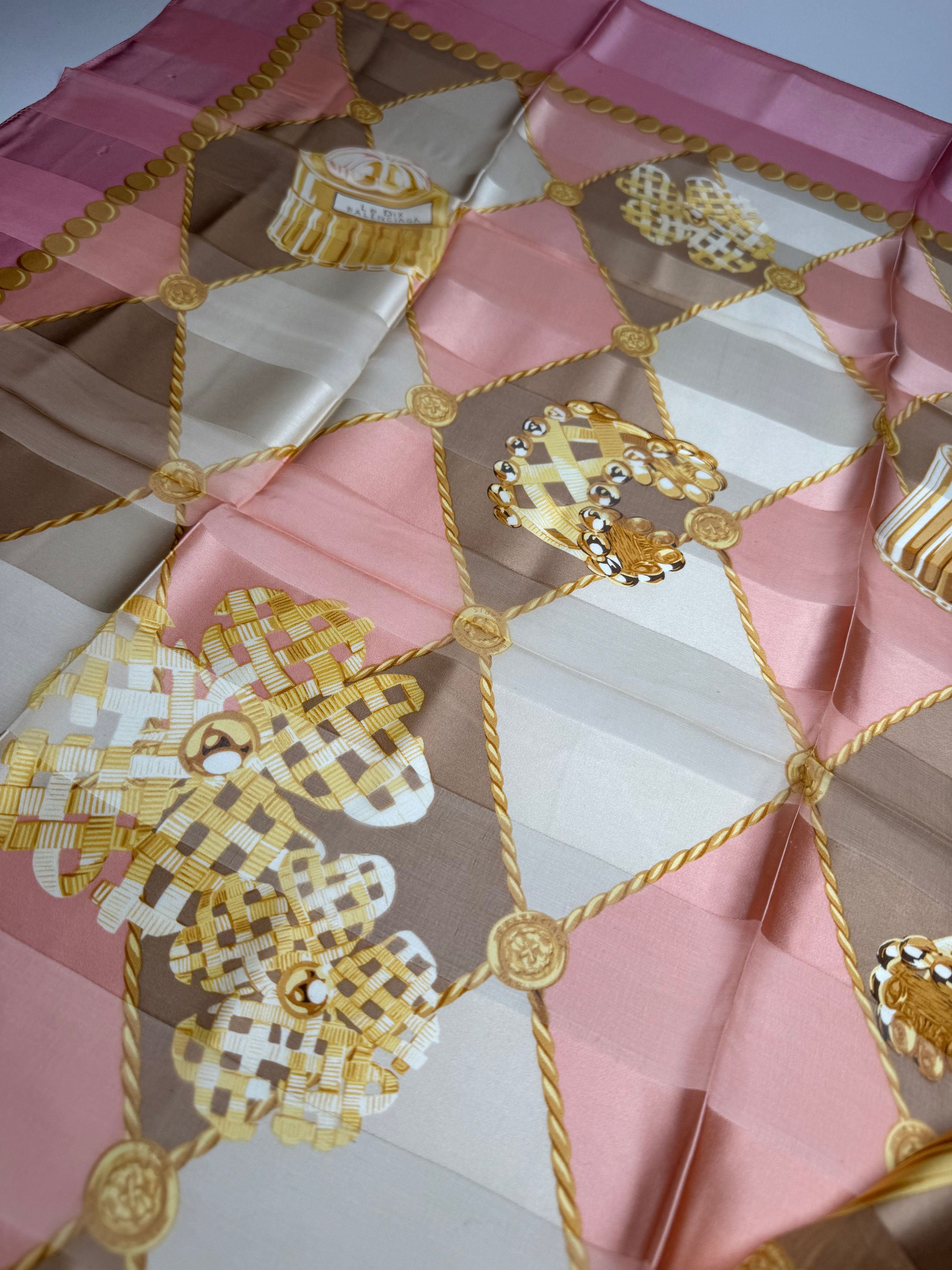 Balenciaga Vintage Silk Scarf Pink Size ONE SIZE - 6 Thumbnail