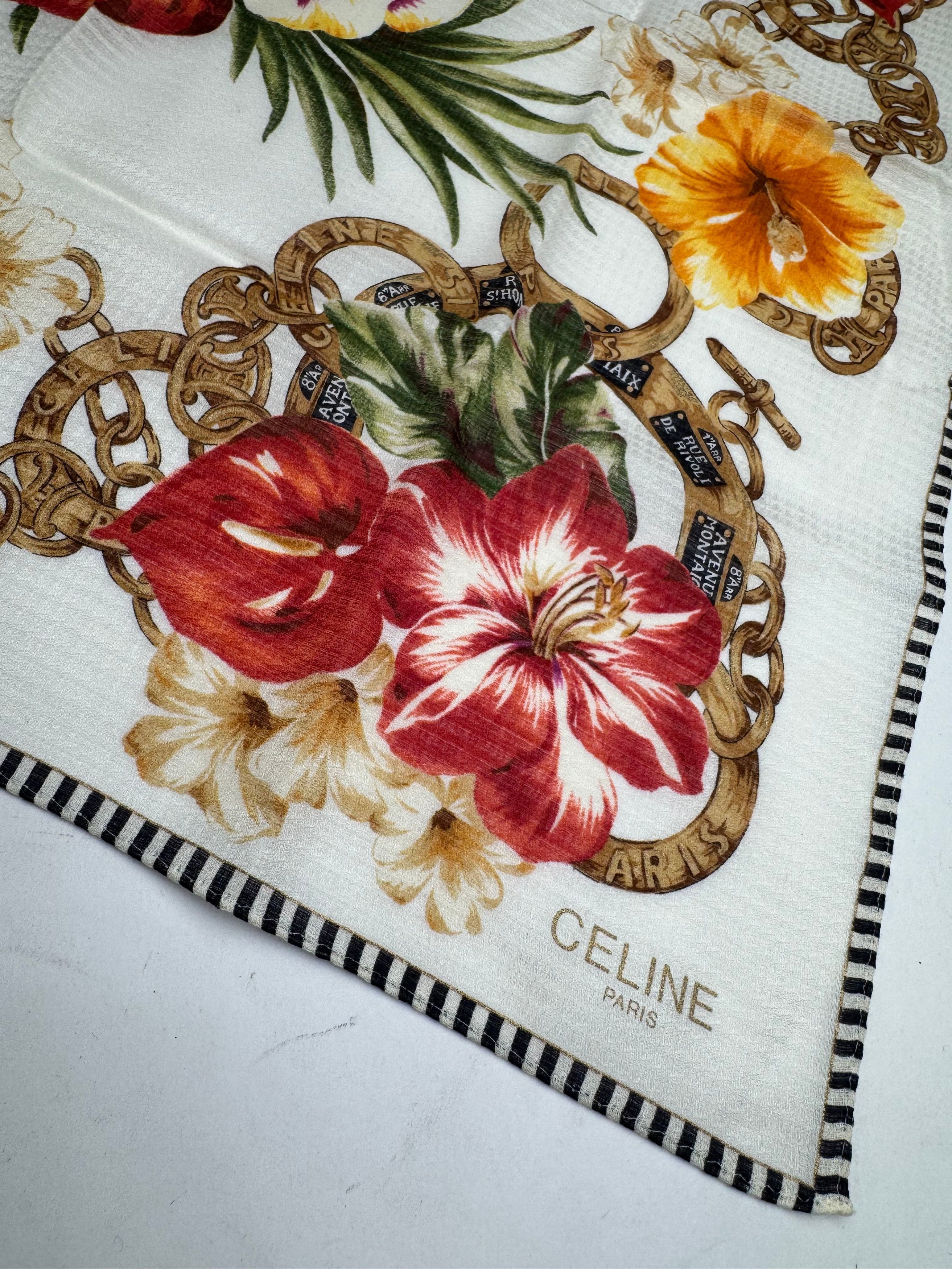 Celine Vintage Floral Scarf Size ONE SIZE - 6 Thumbnail