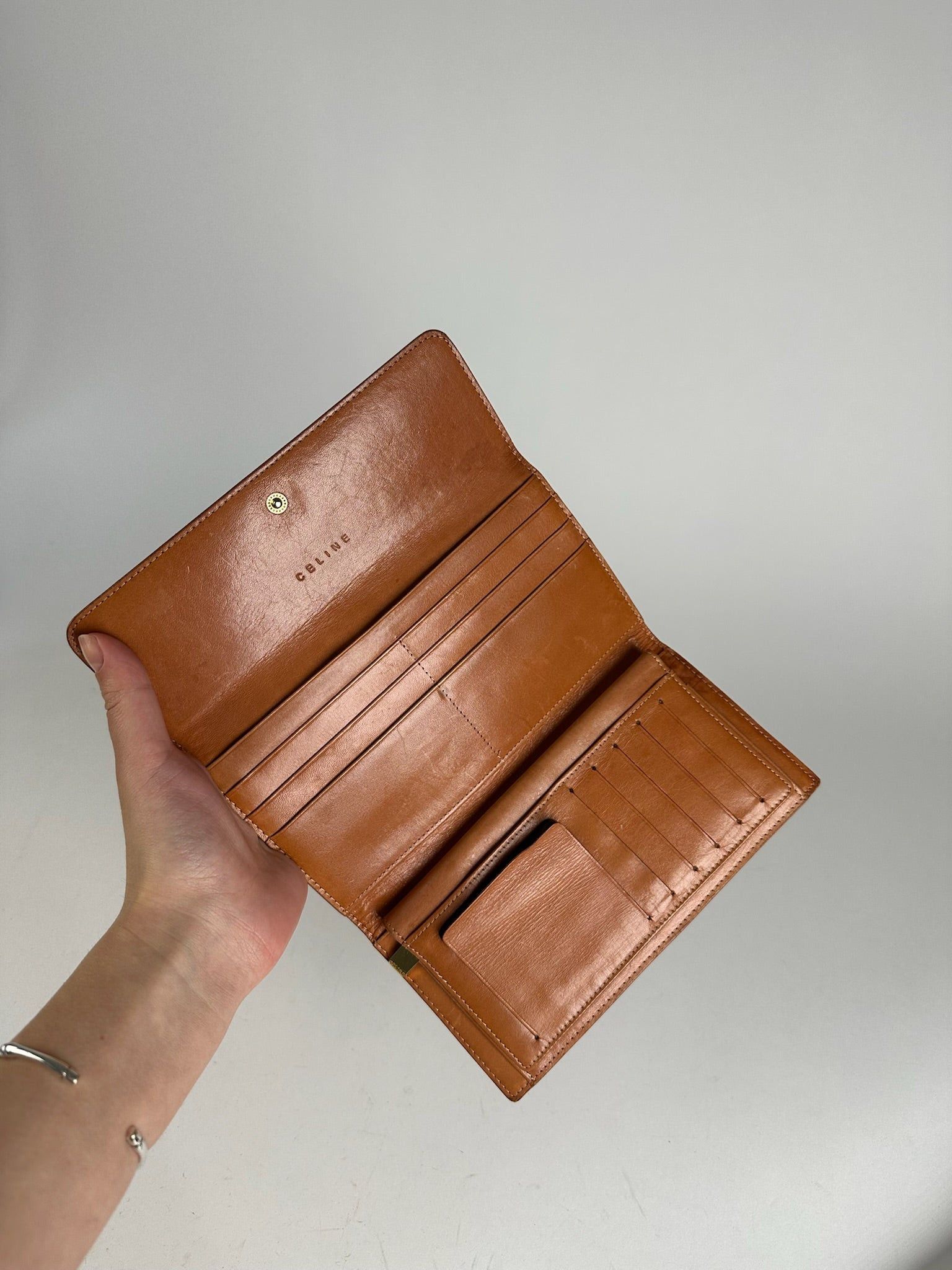 Celine Vintage Triomphe Leather Monogram Wallet Brown Size ONE SIZE - 3 Thumbnail