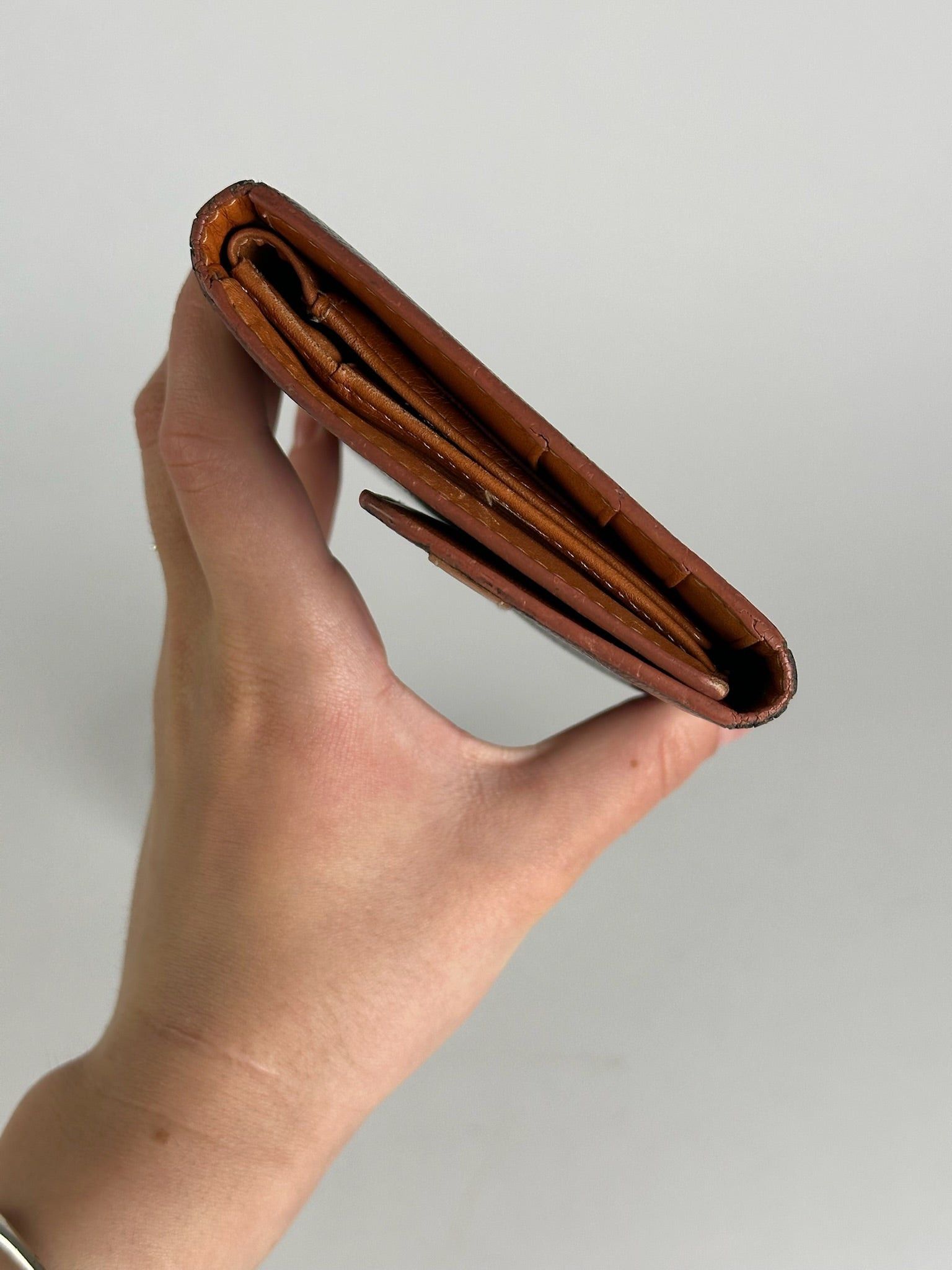 Celine Vintage Triomphe Leather Monogram Wallet Brown Size ONE SIZE - 4 Thumbnail