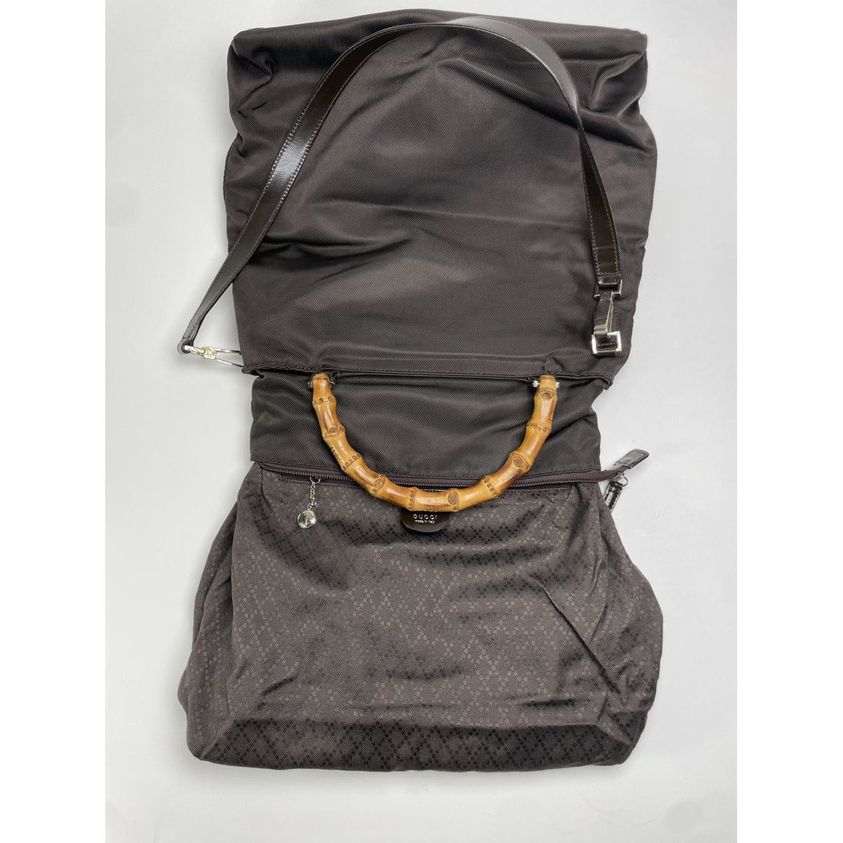Gucci Vintage Bamboo Brown Polyester Handbag Size ONE SIZE - 2 Thumbnail