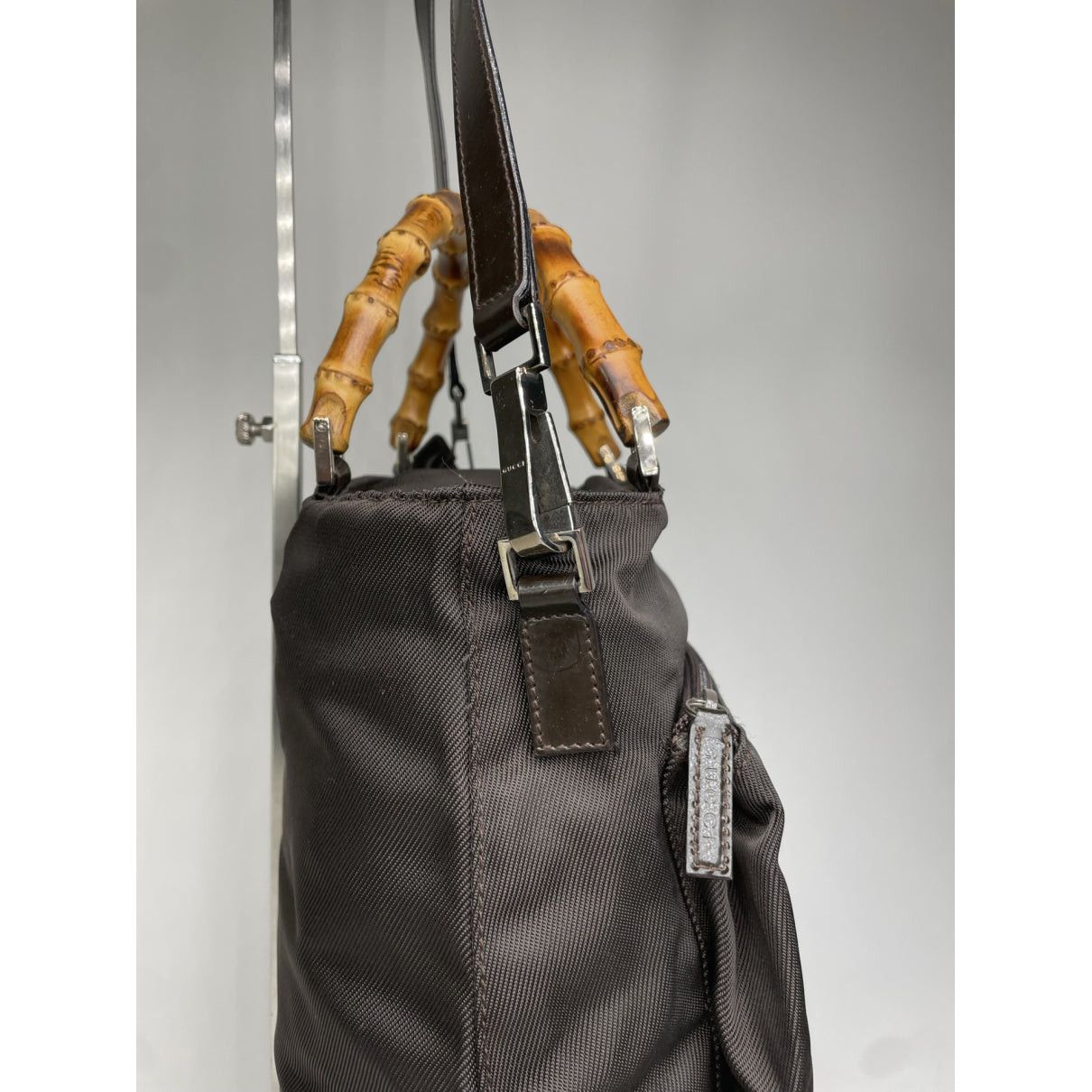 Gucci Vintage Bamboo Brown Polyester Handbag Size ONE SIZE - 5 Thumbnail
