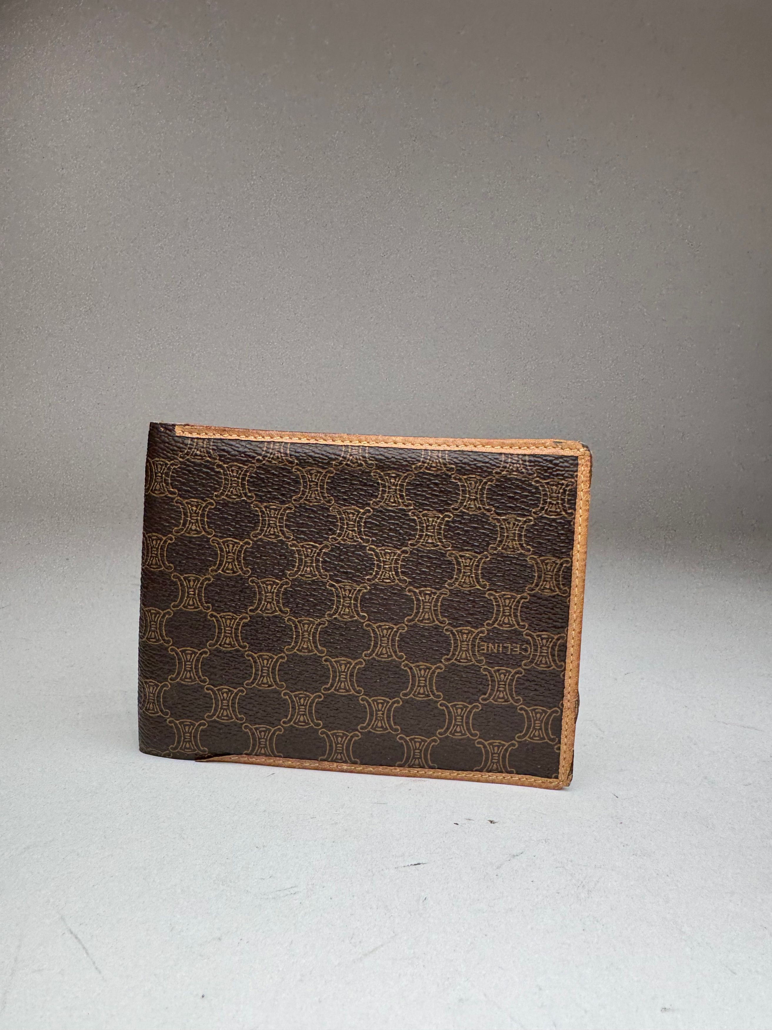 Celine Vintage Paris Triomphe Monogramm Leather wallet Brown Size ONE SIZE - 4 Thumbnail