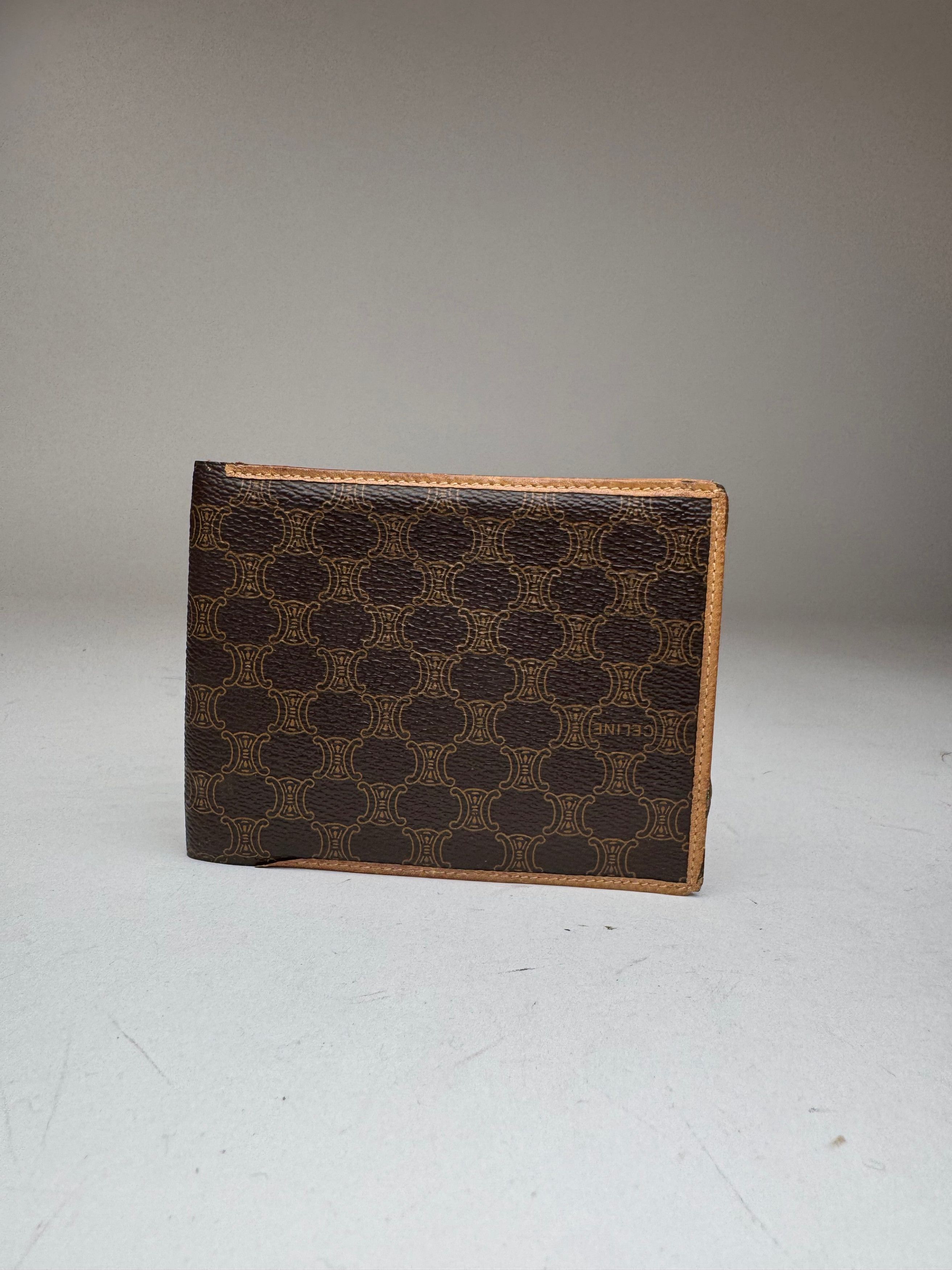 Celine Vintage Paris Triomphe Monogramm Leather wallet Brown Size ONE SIZE - 3 Thumbnail