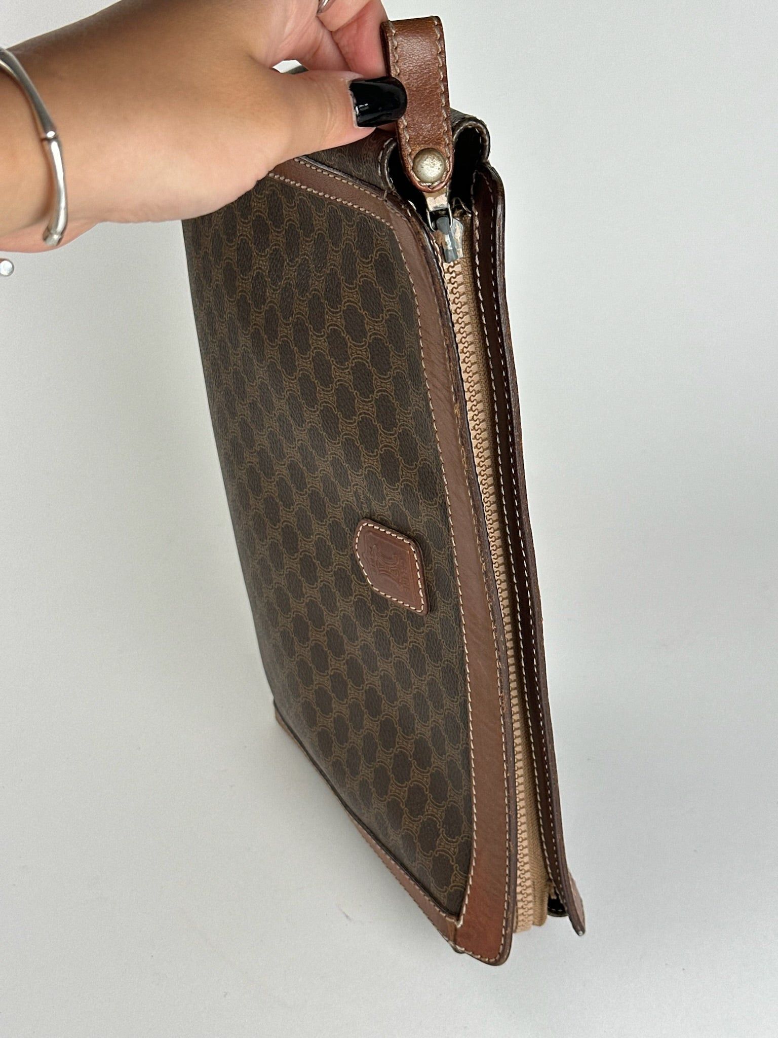 Celine Vintage Monogram Leather clutch brown Size ONE SIZE - 5 Thumbnail