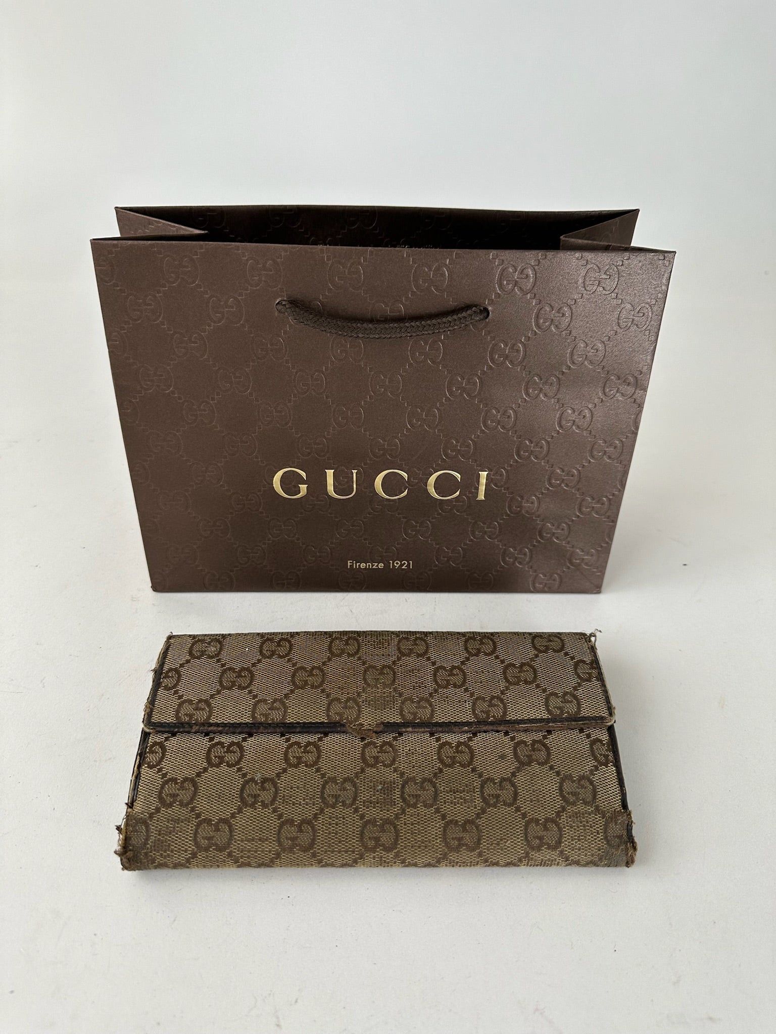 Gucci Vintage Monogramm Leather Wallet Beige Size ONE SIZE - 2 Thumbnail