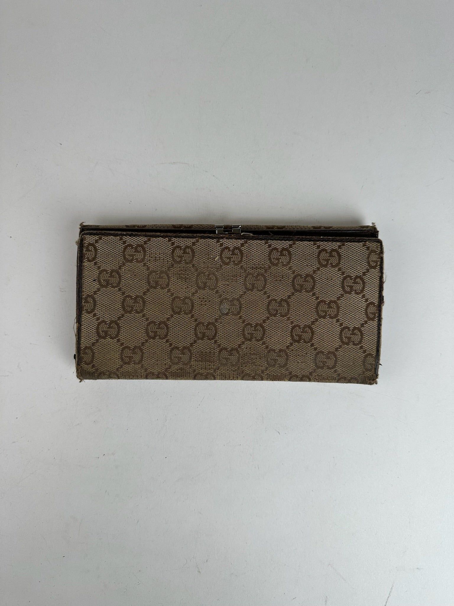 Gucci Vintage Monogramm Leather Wallet Beige Size ONE SIZE - 6 Thumbnail