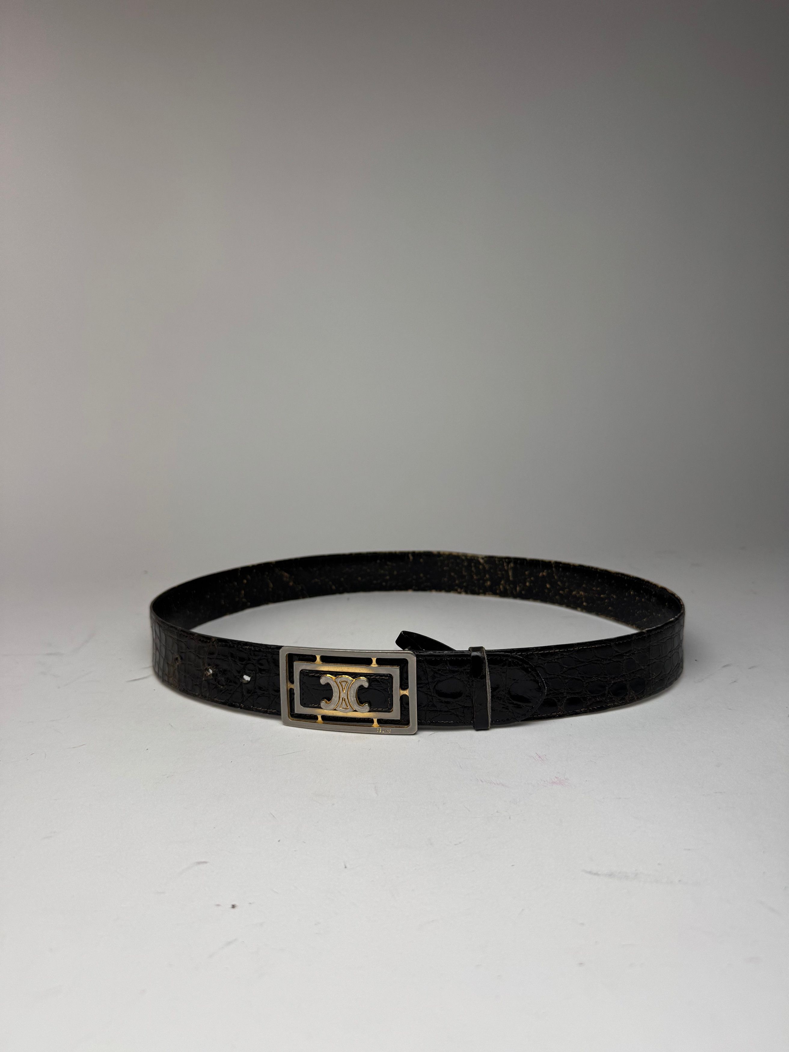 Celine Vintage Paris Crocodile Leather belt brown Size ONE SIZE - 10 Thumbnail