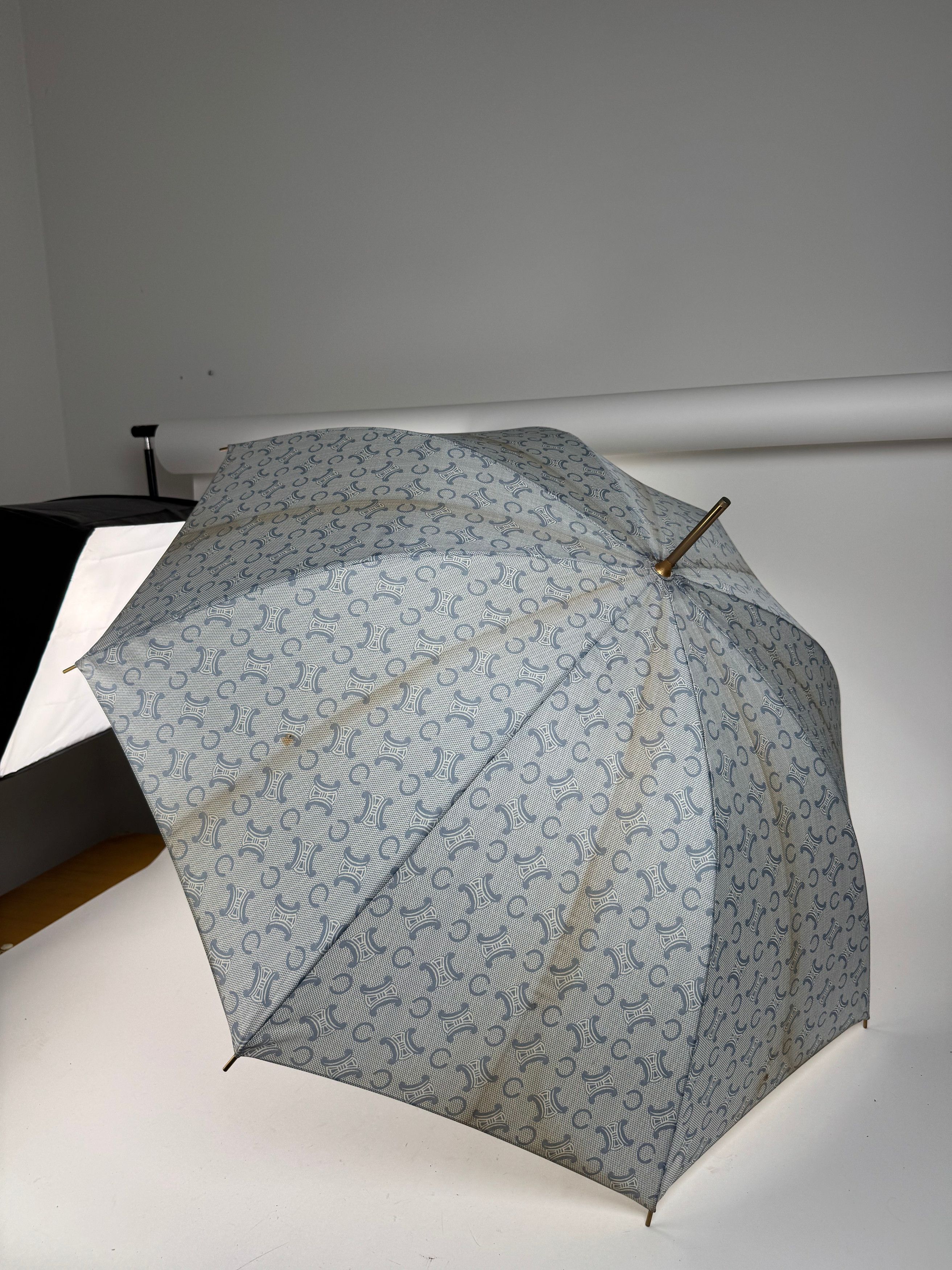 Celine Vintage Paris Monogram Umbrella Turquoise Size ONE SIZE - 8 Thumbnail