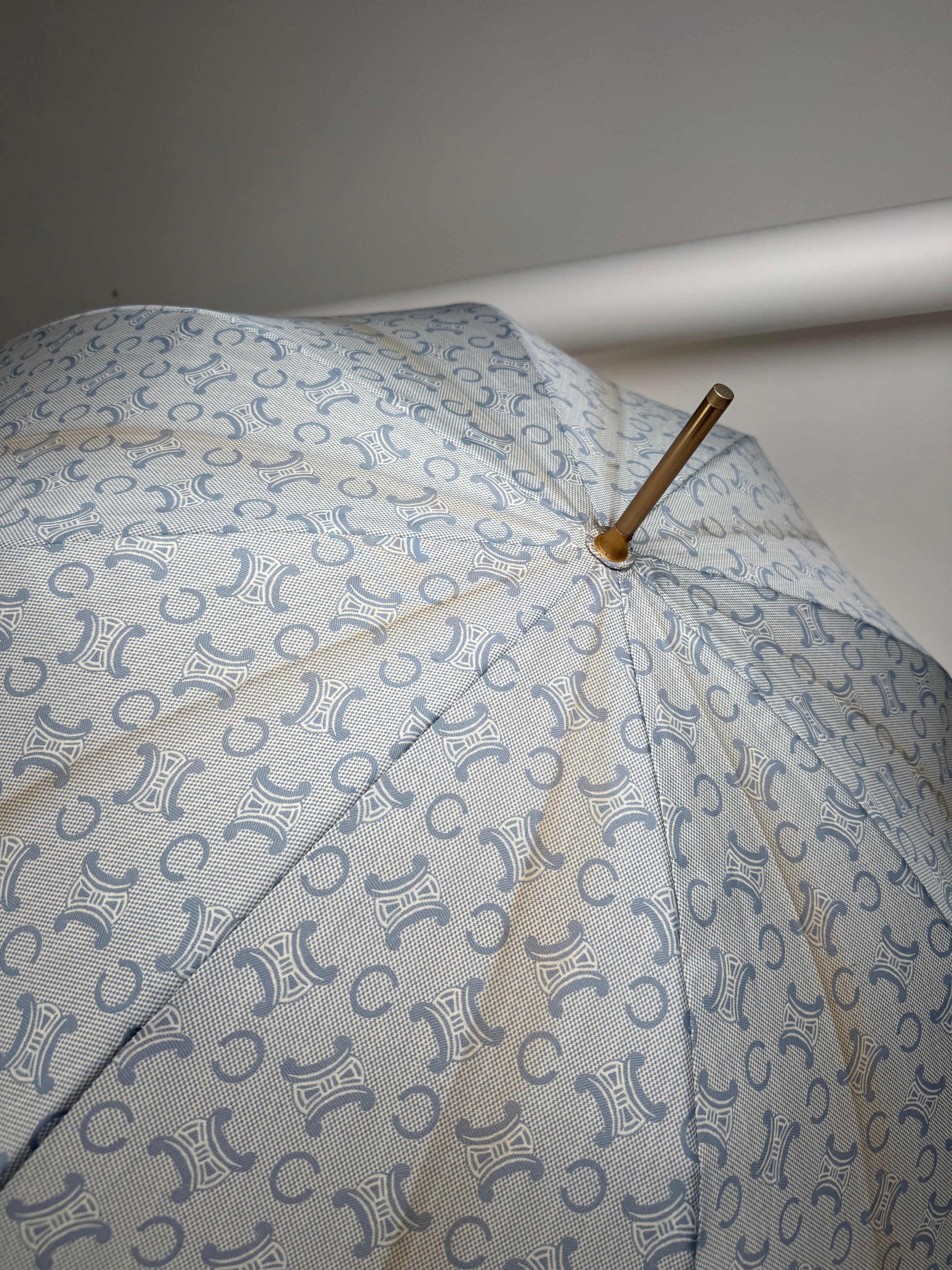 Celine Vintage Paris Monogram Umbrella Turquoise Size ONE SIZE - 13 Thumbnail