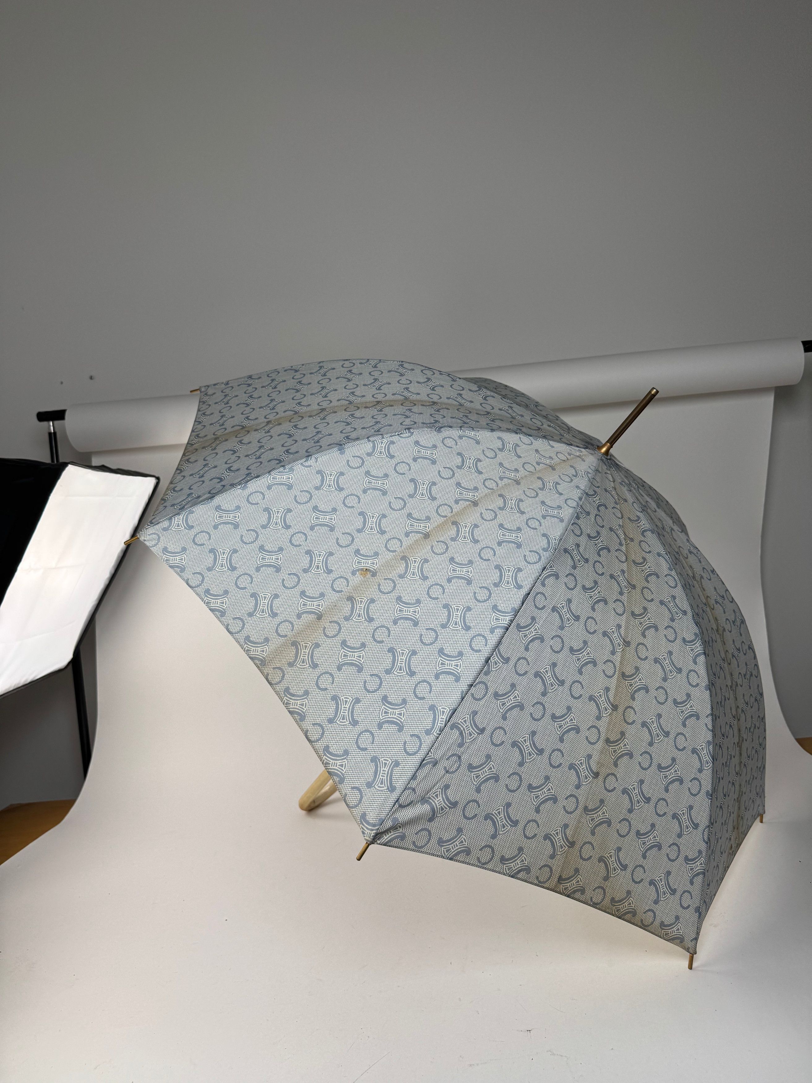 Celine Vintage Paris Monogram Umbrella Turquoise Size ONE SIZE - 6 Thumbnail