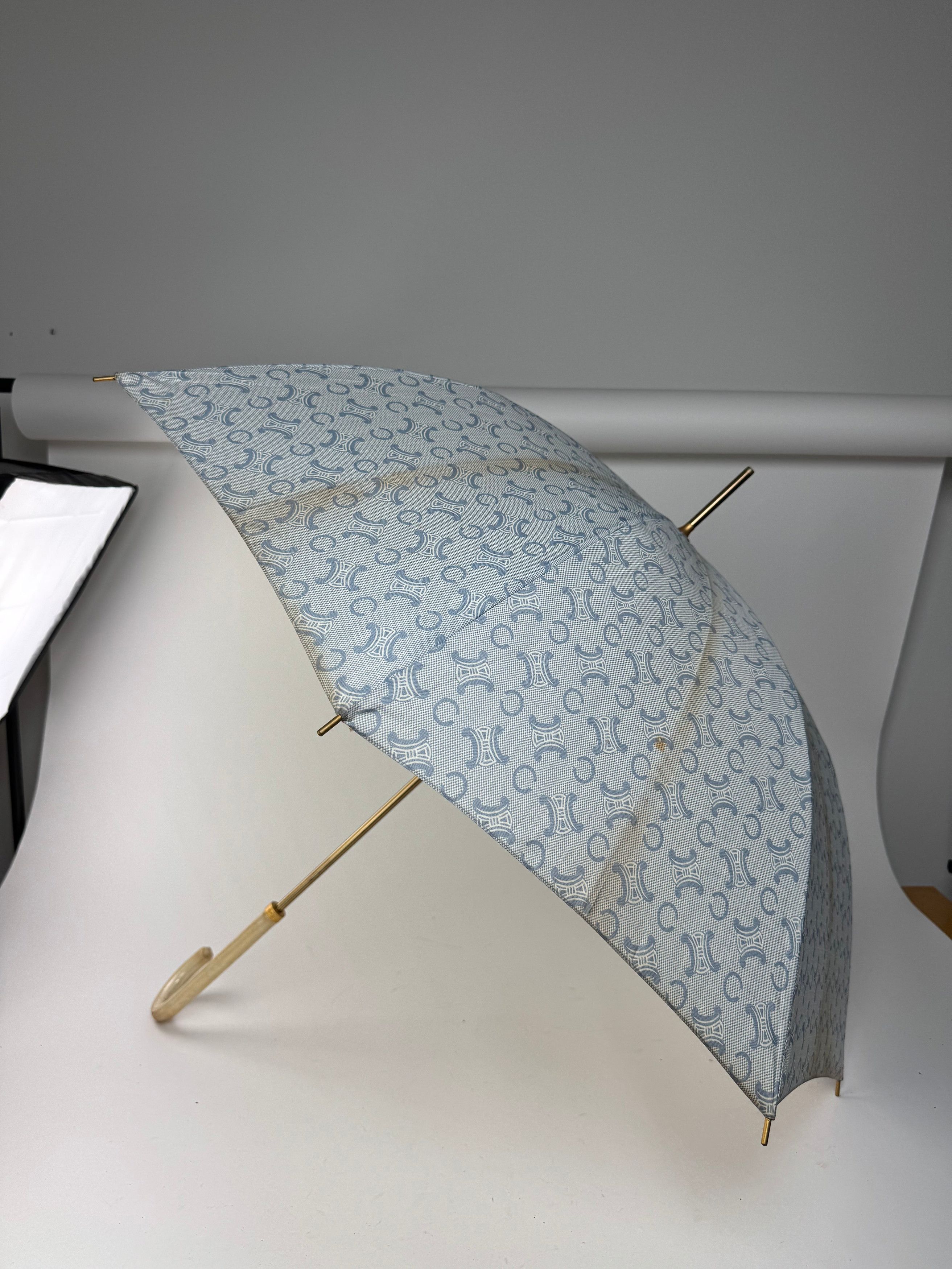 Celine Vintage Paris Monogram Umbrella Turquoise Size ONE SIZE - 10 Thumbnail