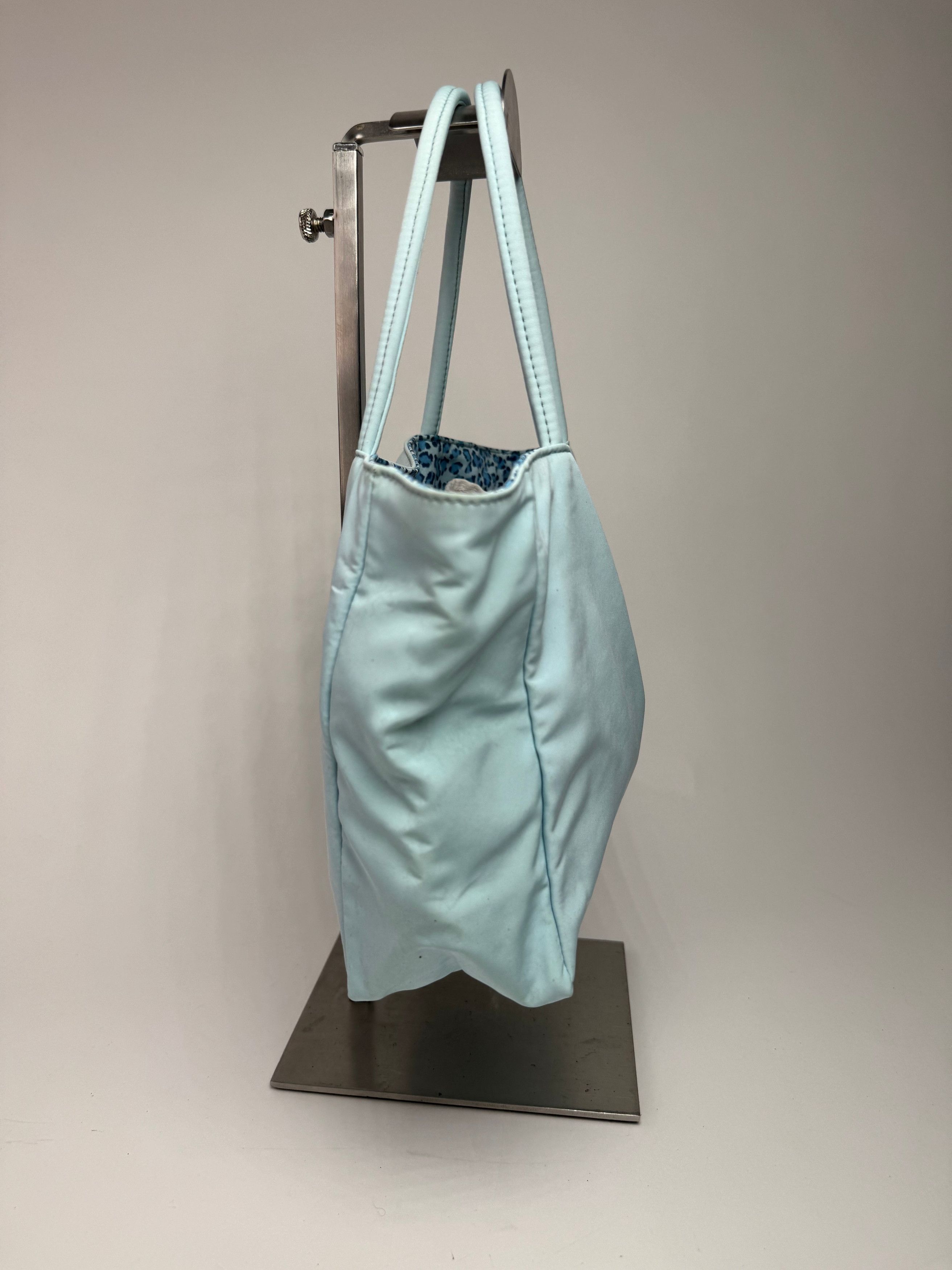 Bottega Veneta Vintage Reversible nylon Shopper bag turquoise blue leopard Size ONE SIZE - 12 Thumbnail