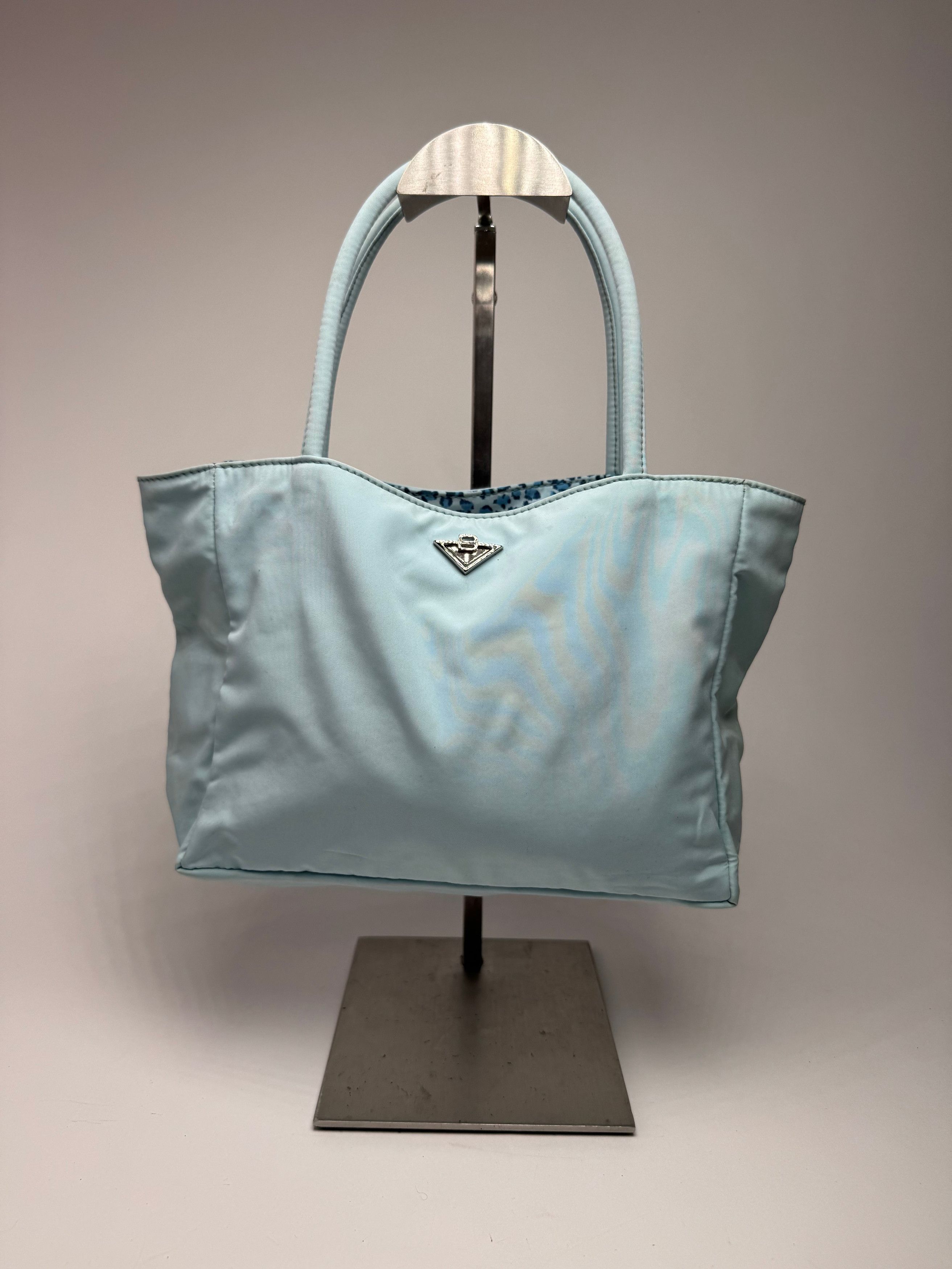 Bottega Veneta Vintage Reversible nylon Shopper bag turquoise blue leopard Size ONE SIZE - 14 Thumbnail