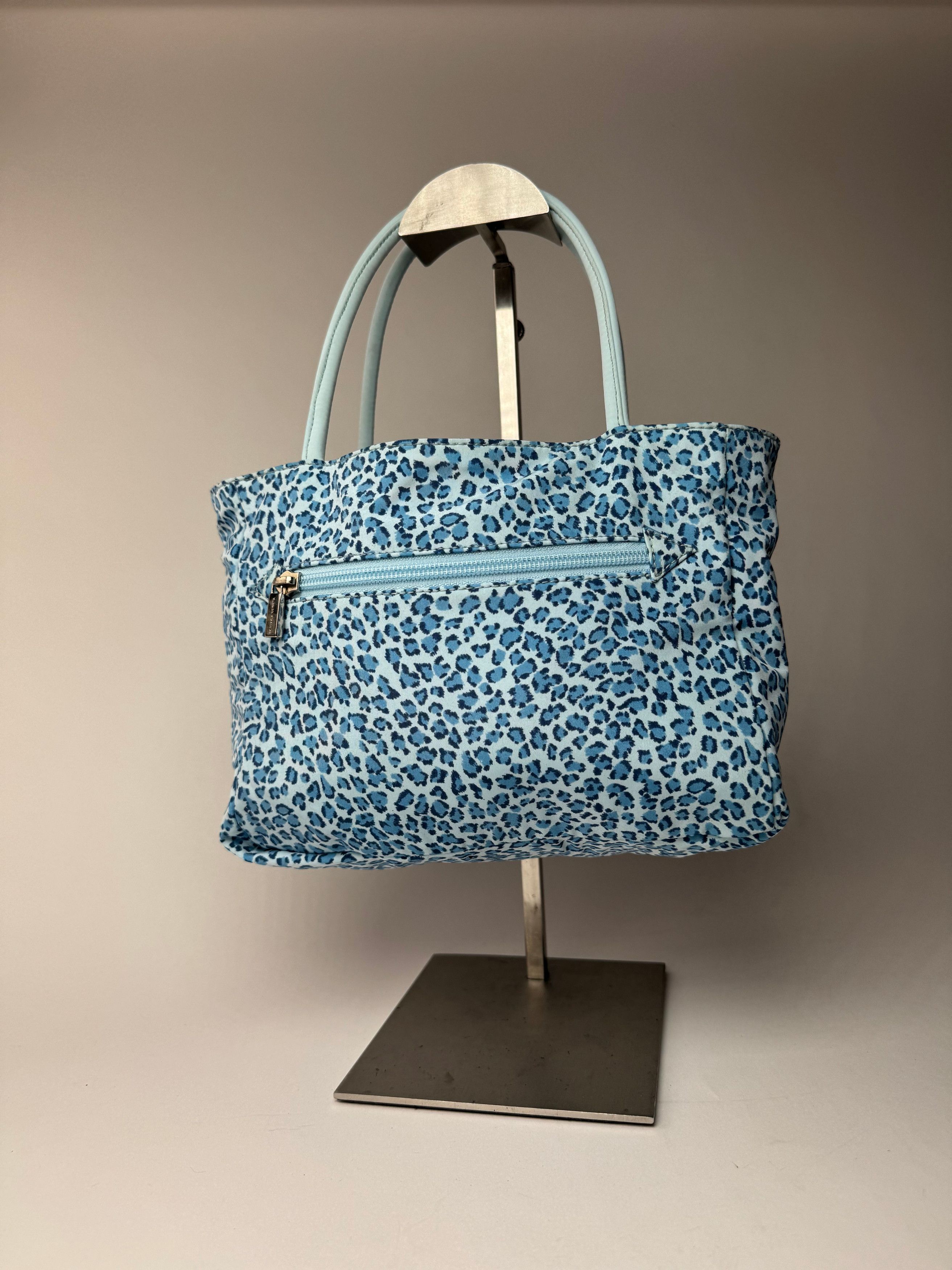 Bottega Veneta Vintage Reversible nylon Shopper bag turquoise blue leopard Size ONE SIZE - 15 Thumbnail