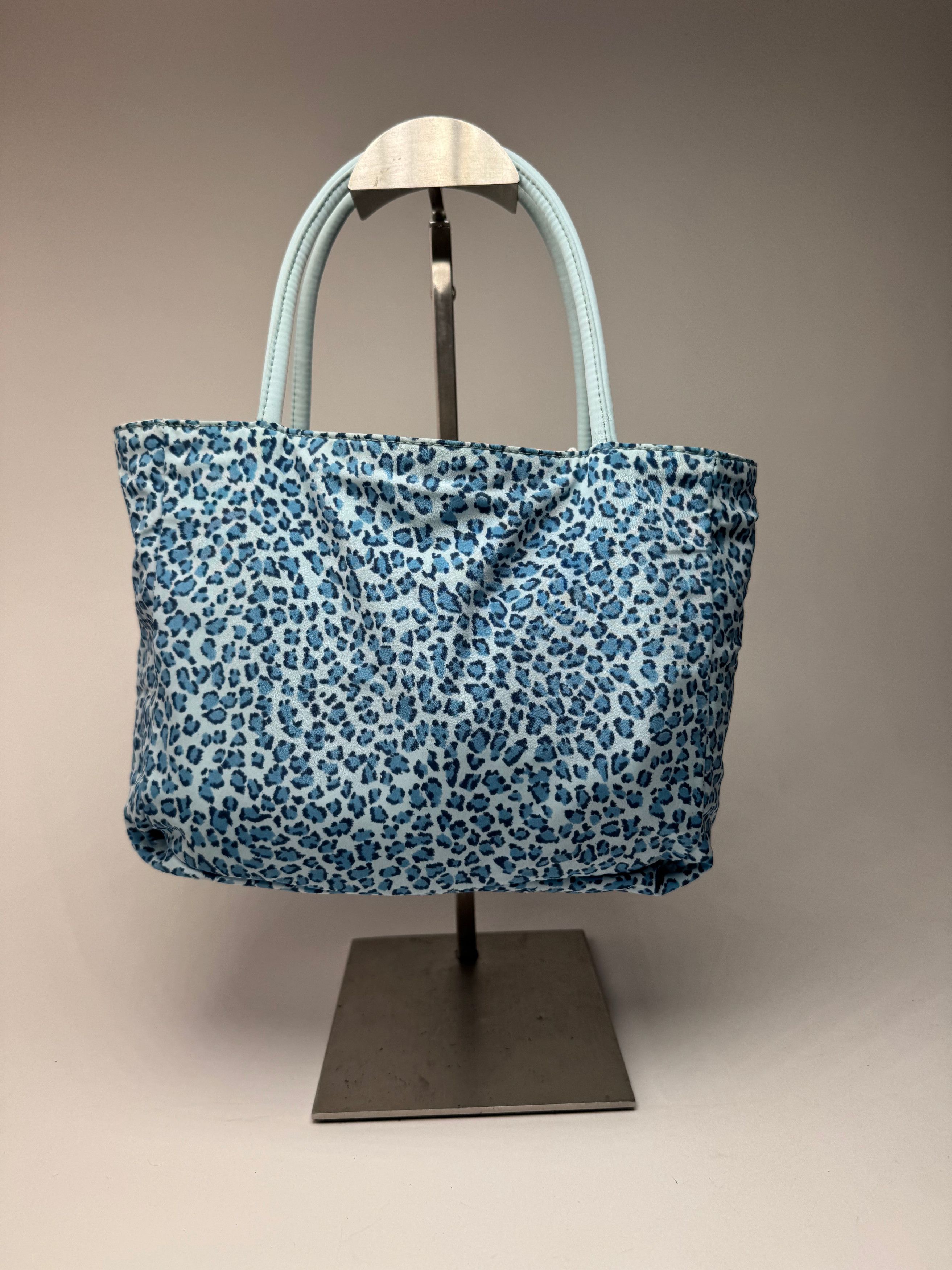 Bottega Veneta Vintage Reversible nylon Shopper bag turquoise blue leopard Size ONE SIZE - 3 Thumbnail