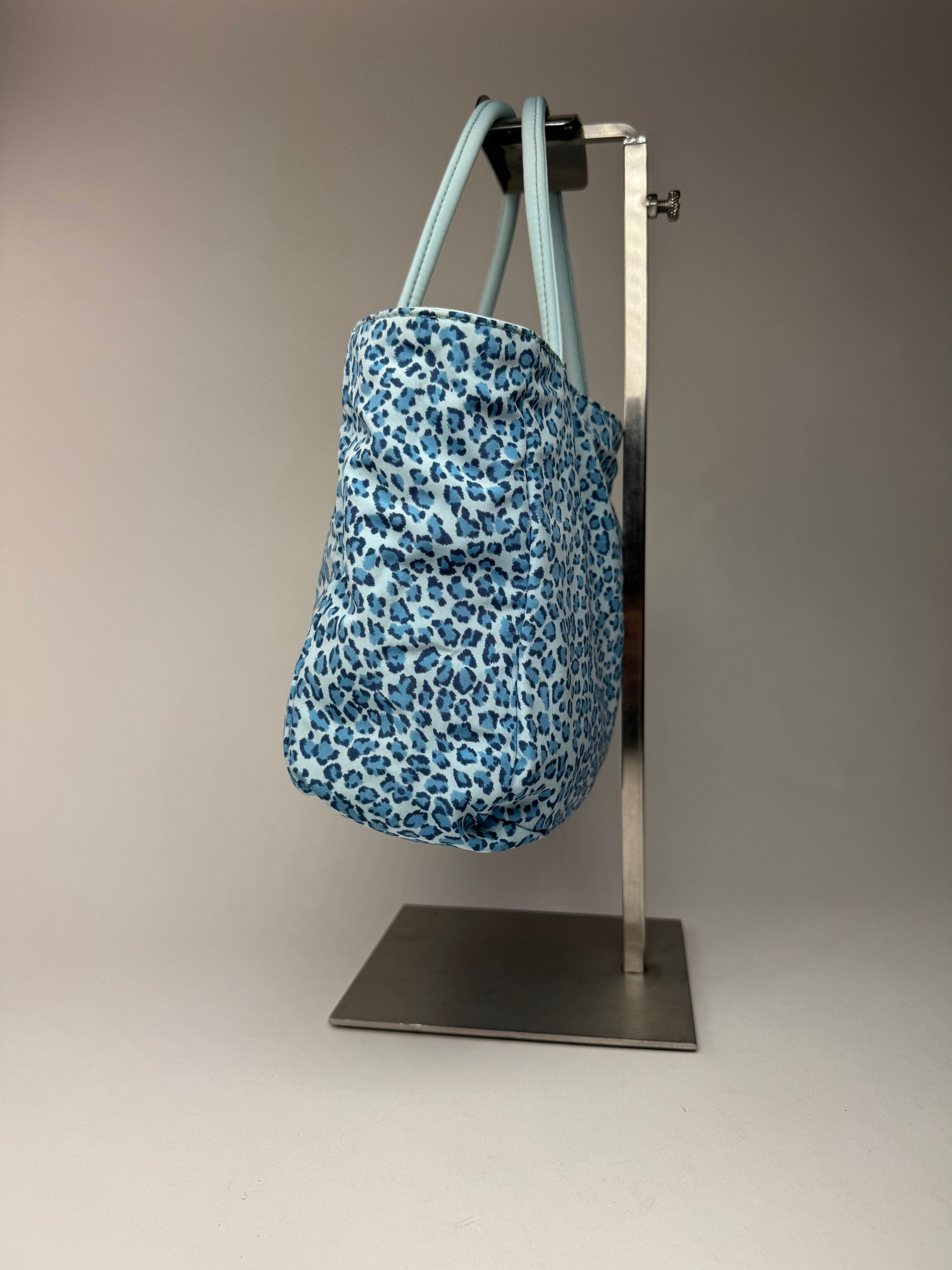 Bottega Veneta Vintage Reversible nylon Shopper bag turquoise blue leopard Size ONE SIZE - 4 Thumbnail