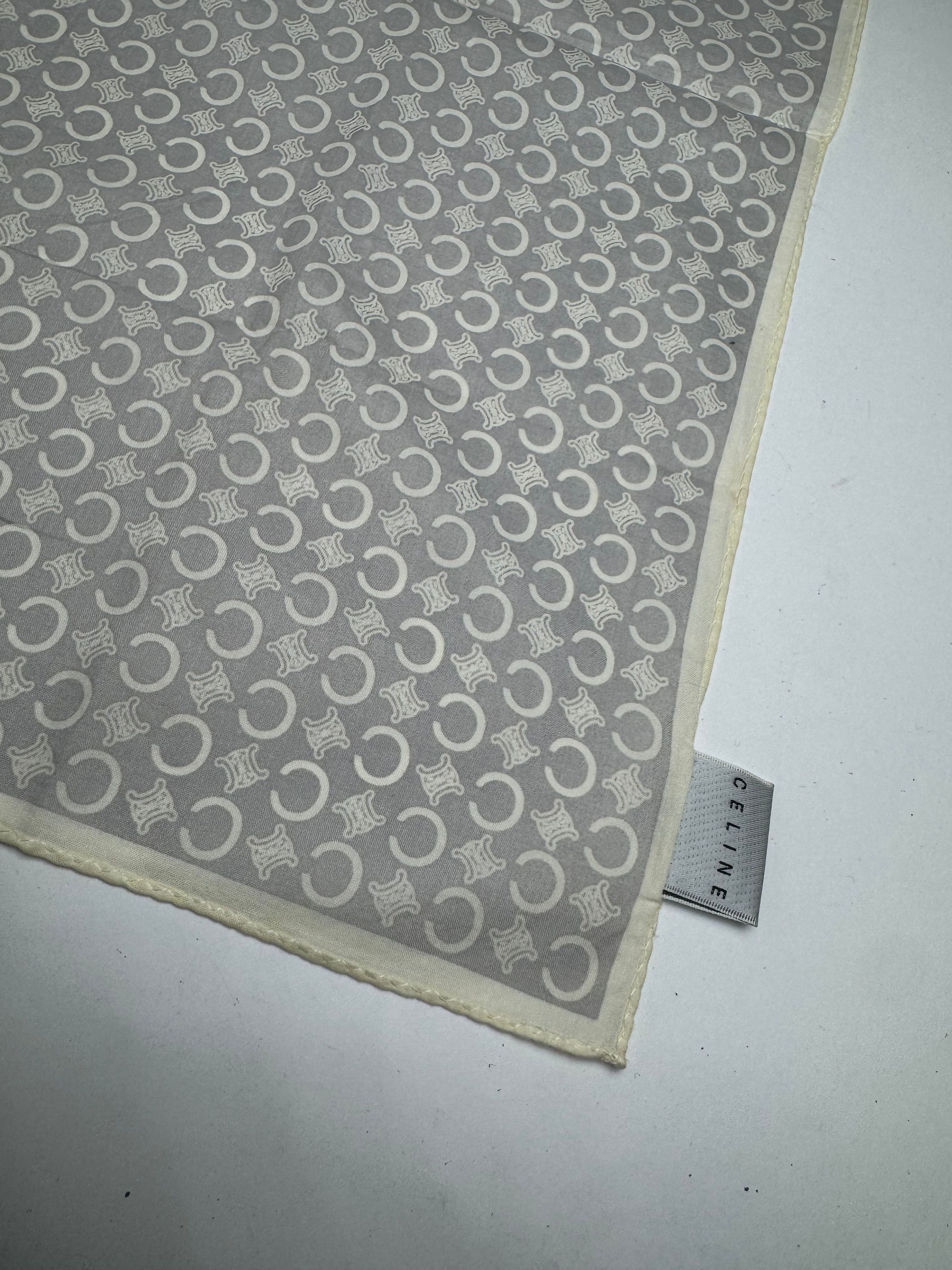 Celine Vintage Macadam Monogram Scarf white grey Size ONE SIZE - 2 Thumbnail