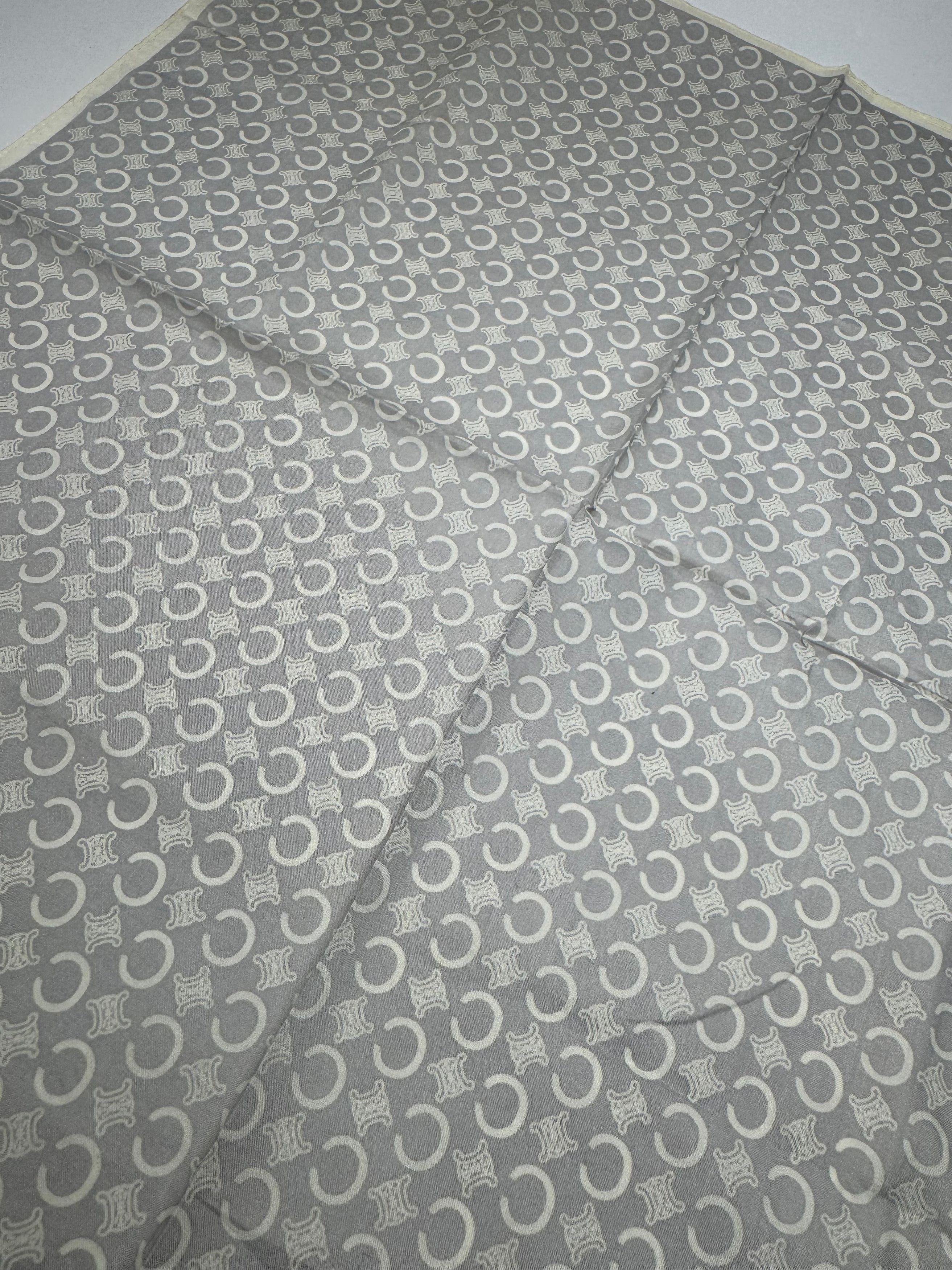 Celine Vintage Macadam Monogram Scarf white grey Size ONE SIZE - 3 Thumbnail