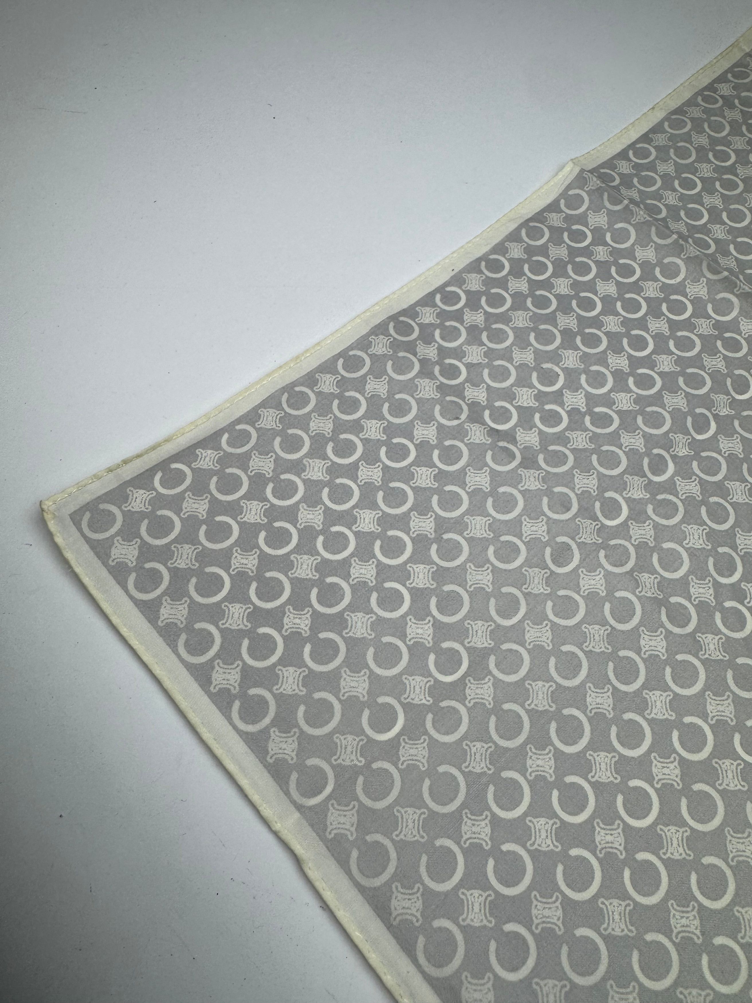 Celine Vintage Macadam Monogram Scarf white grey Size ONE SIZE - 4 Thumbnail