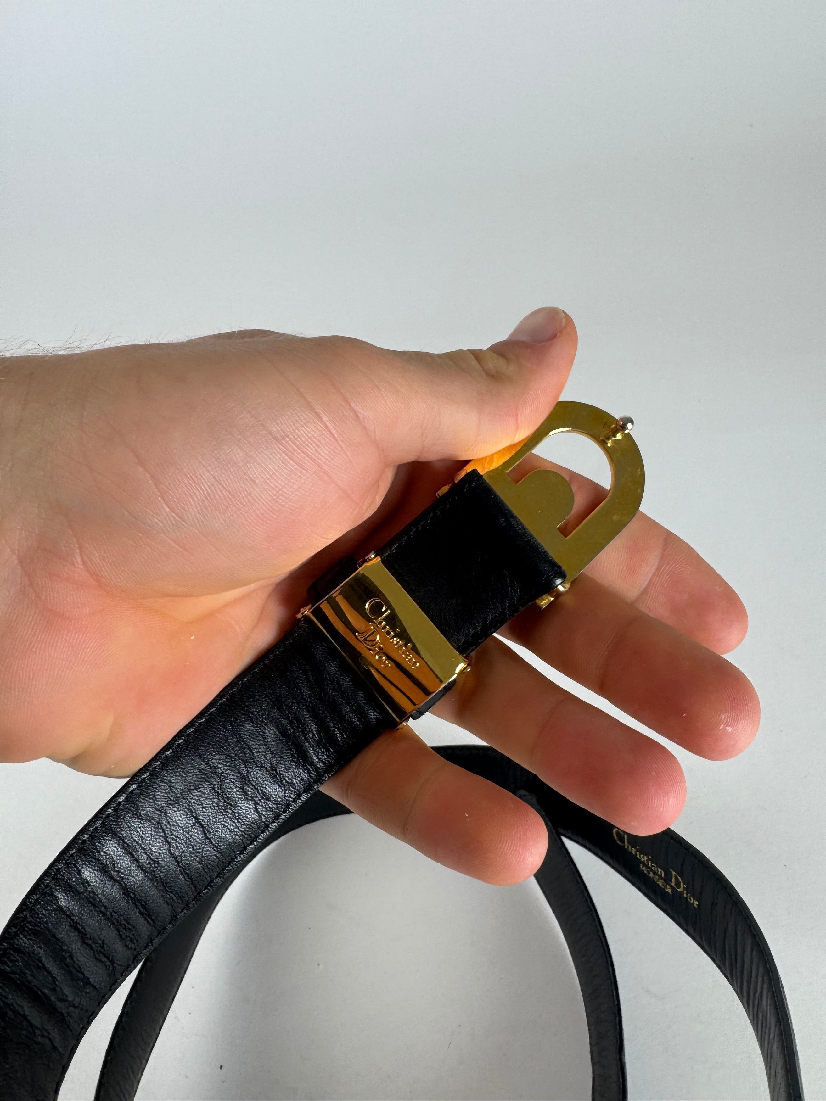 Dior Vintage Leather Belt Black Size ONE SIZE - 8 Thumbnail