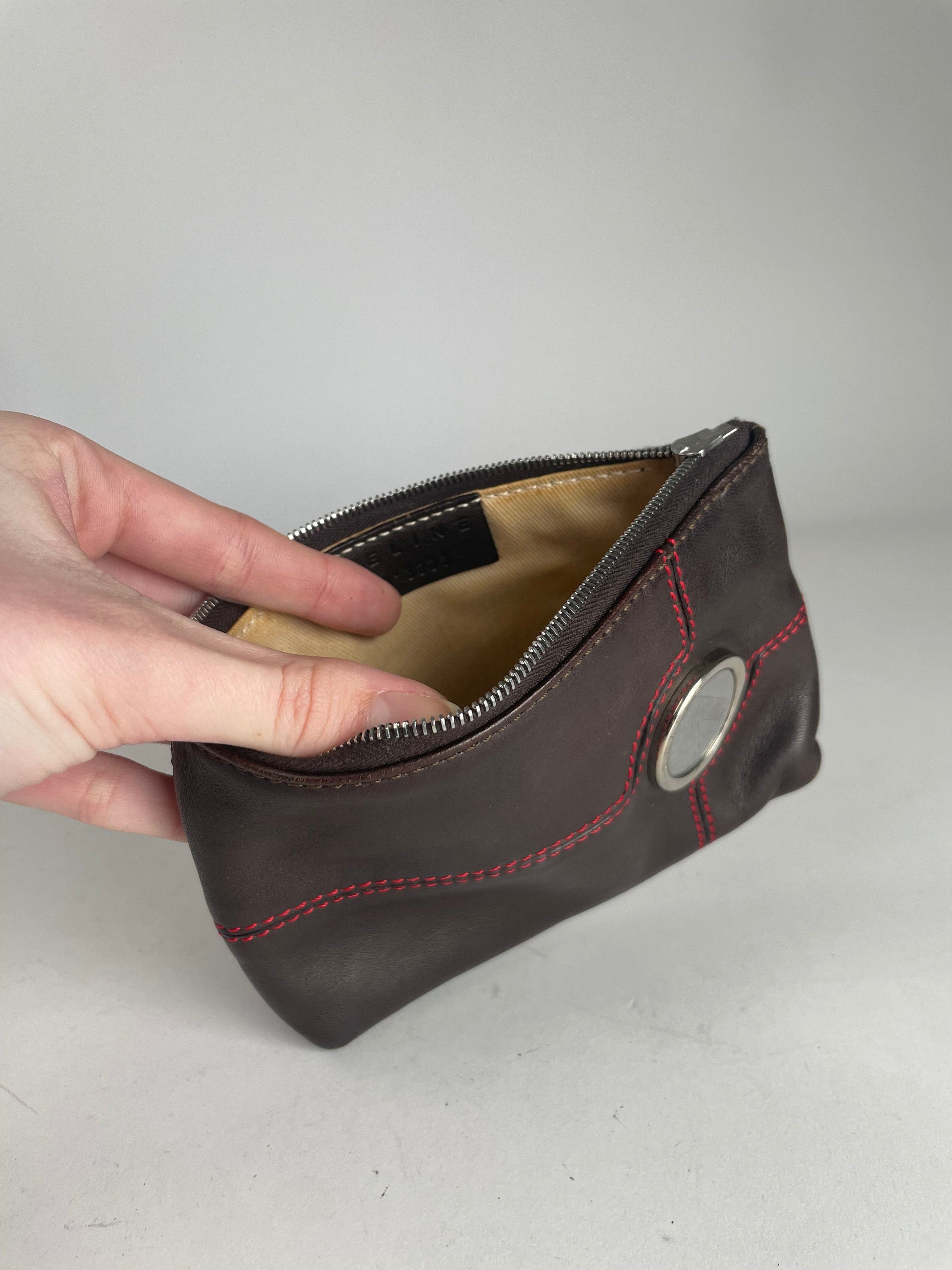 Celine Vintage Paris Leather Clutch Black Red Size ONE SIZE - 6 Thumbnail