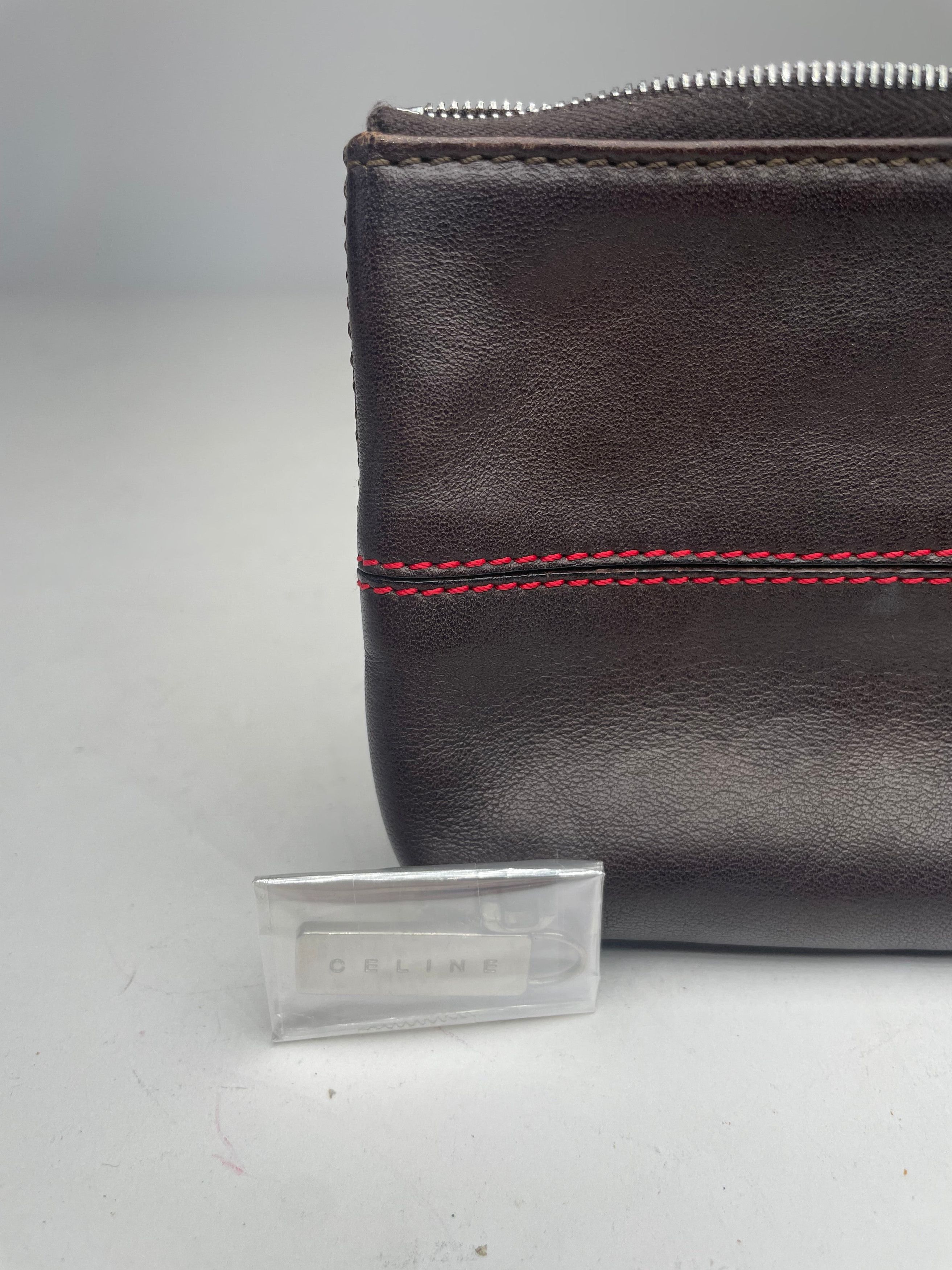 Celine Vintage Paris Leather Clutch Black Red Size ONE SIZE - 5 Thumbnail