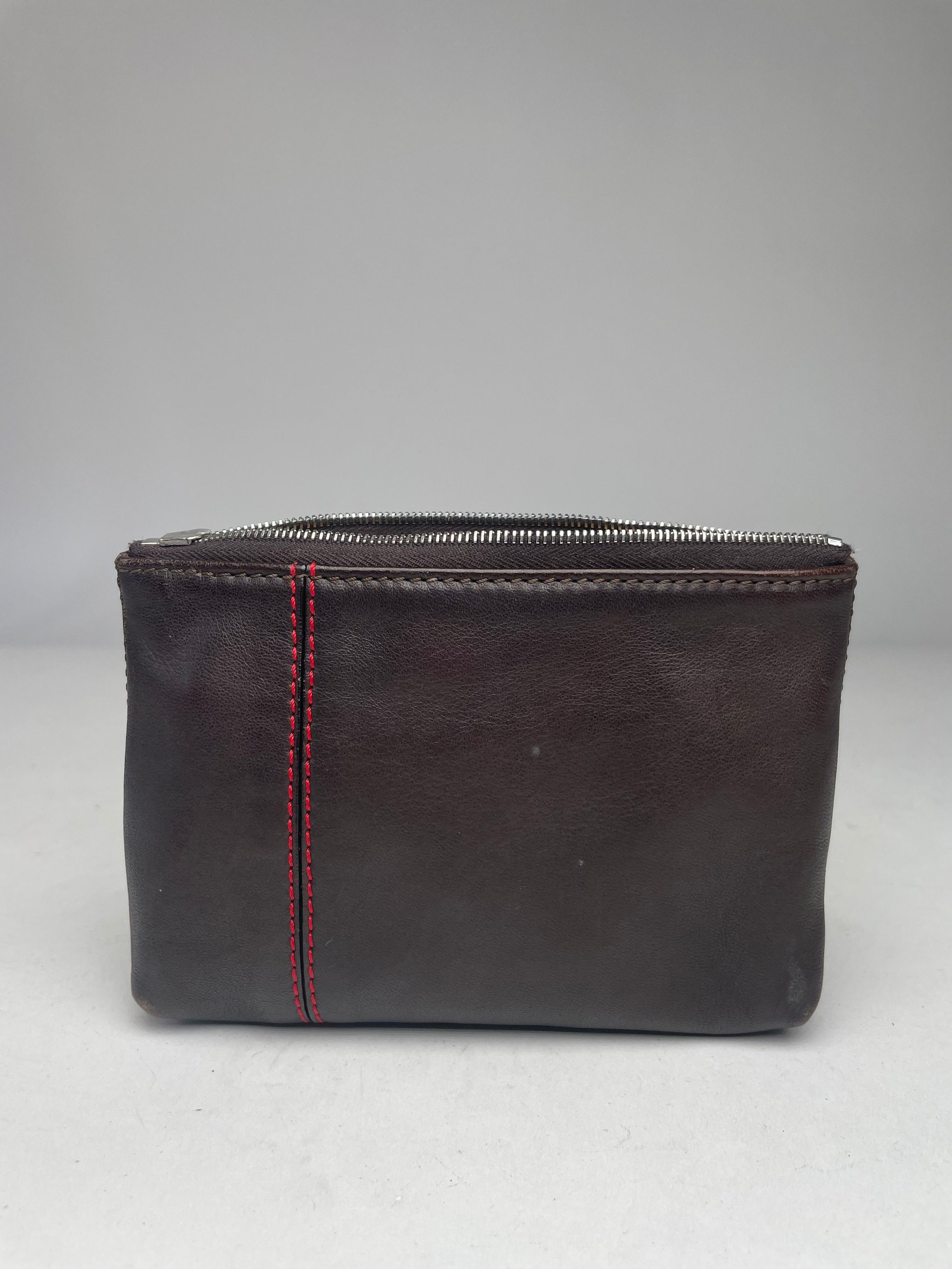 Celine Vintage Paris Leather Clutch Black Red Size ONE SIZE - 10 Thumbnail