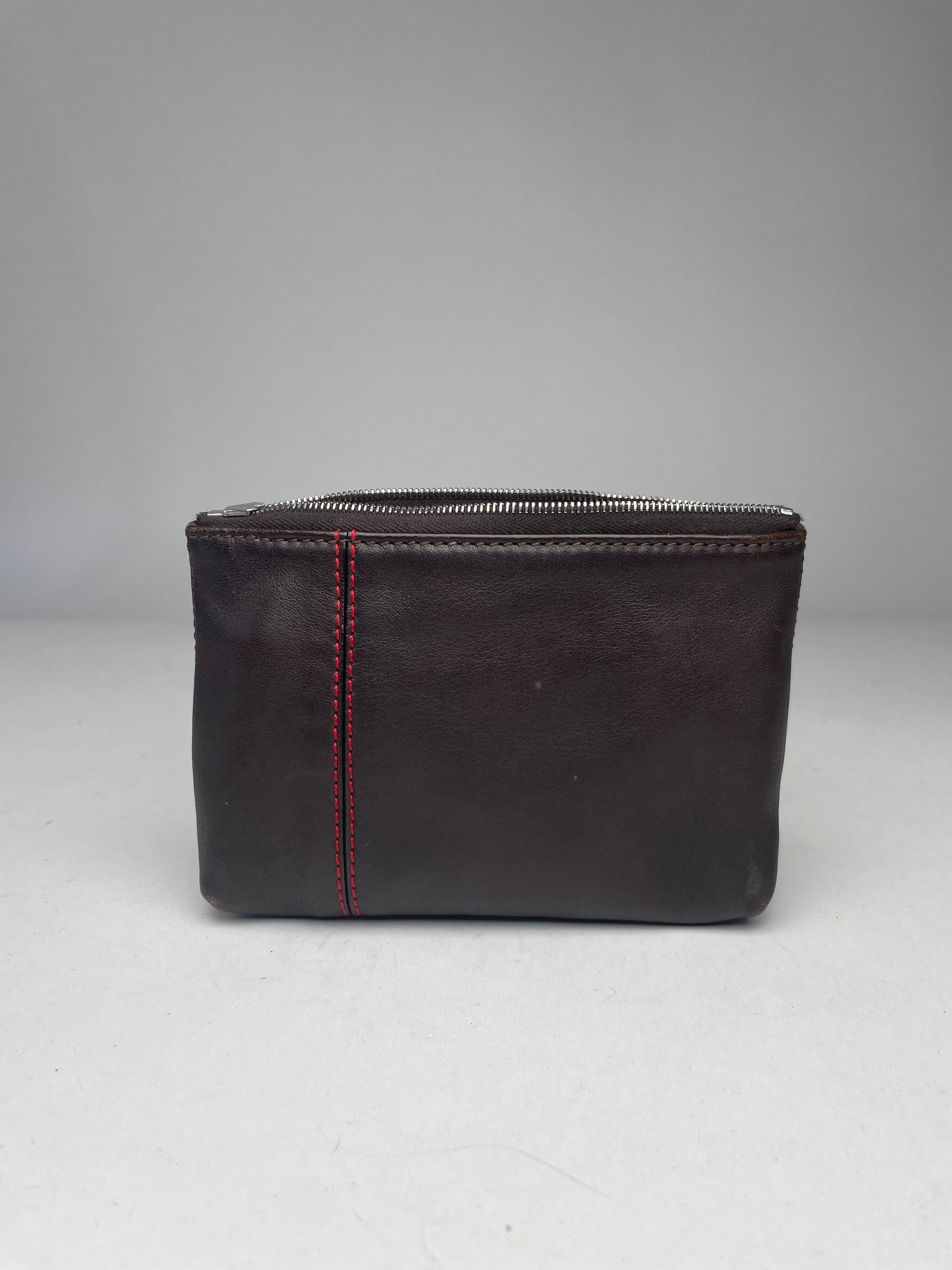 Celine Vintage Paris Leather Clutch Black Red Size ONE SIZE - 9 Thumbnail