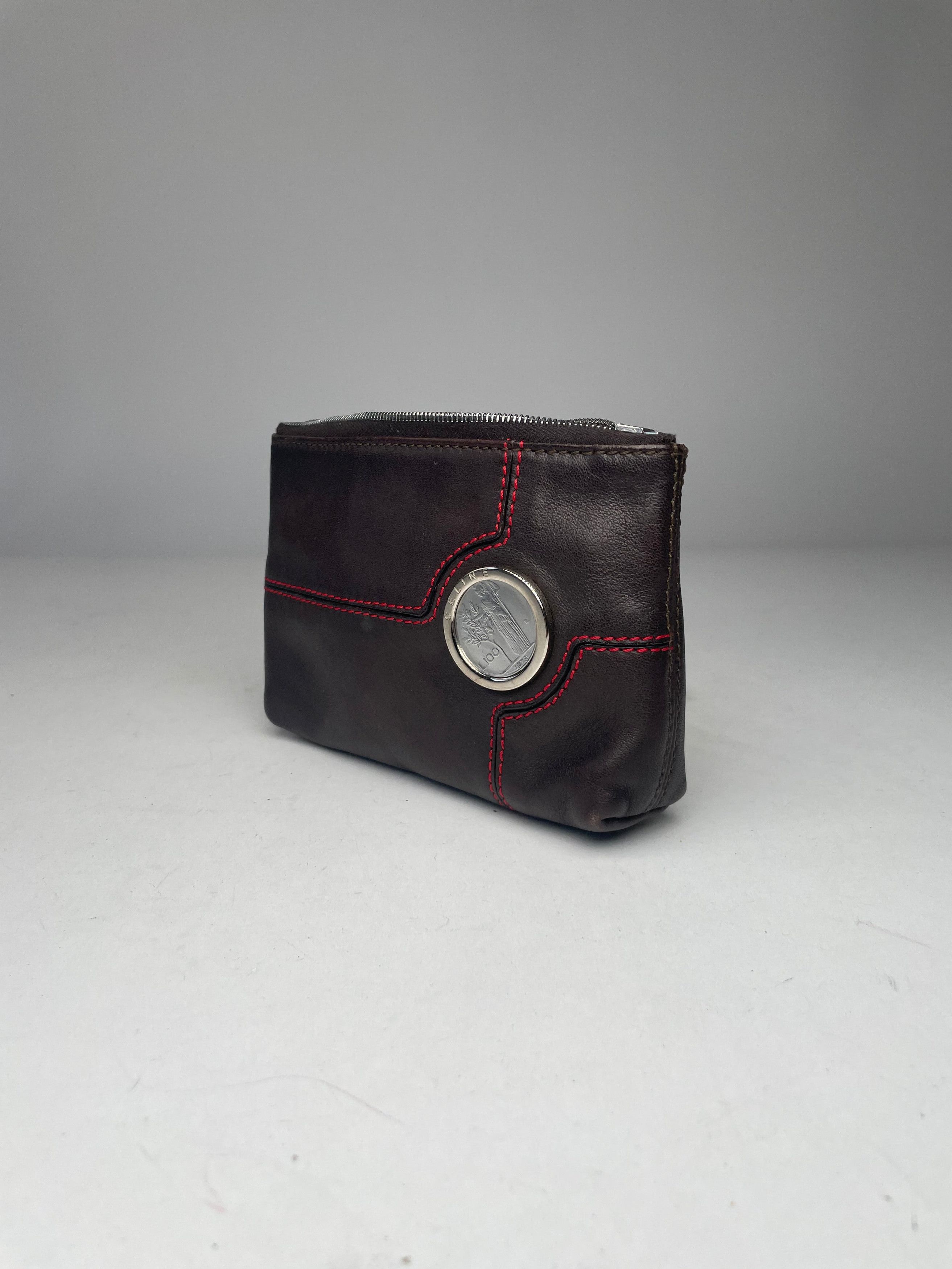 Celine Vintage Paris Leather Clutch Black Red Size ONE SIZE - 8 Thumbnail