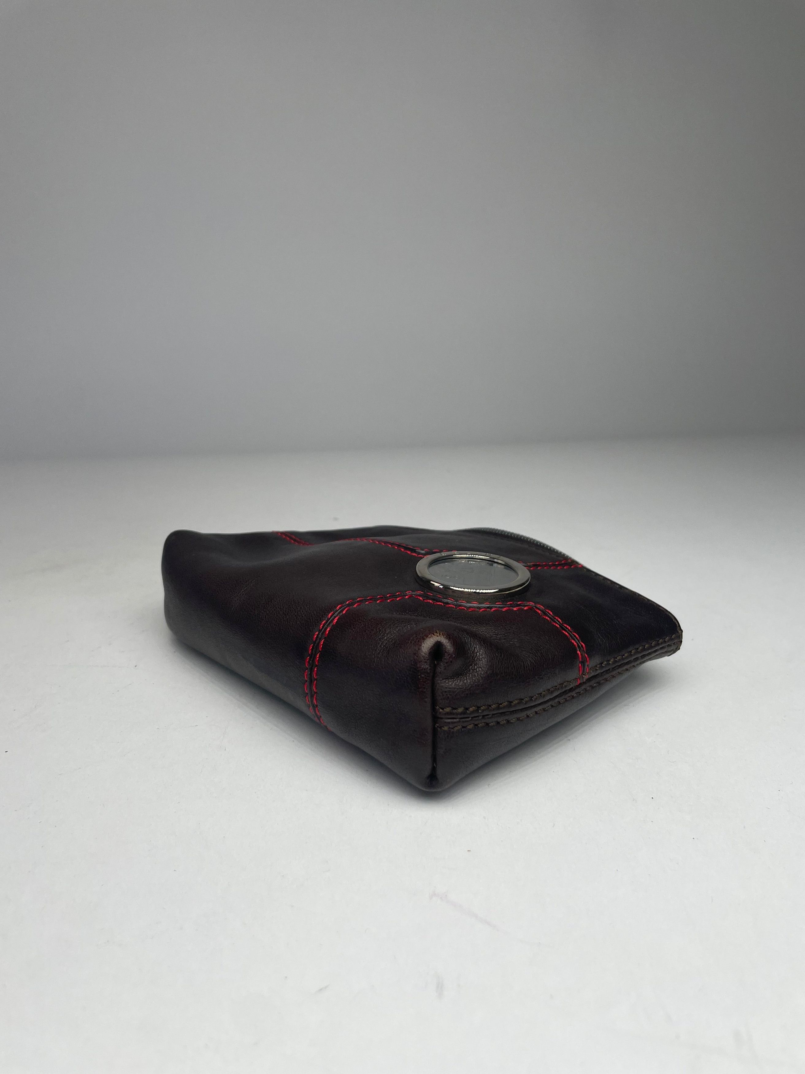 Celine Vintage Paris Leather Clutch Black Red Size ONE SIZE - 3 Thumbnail