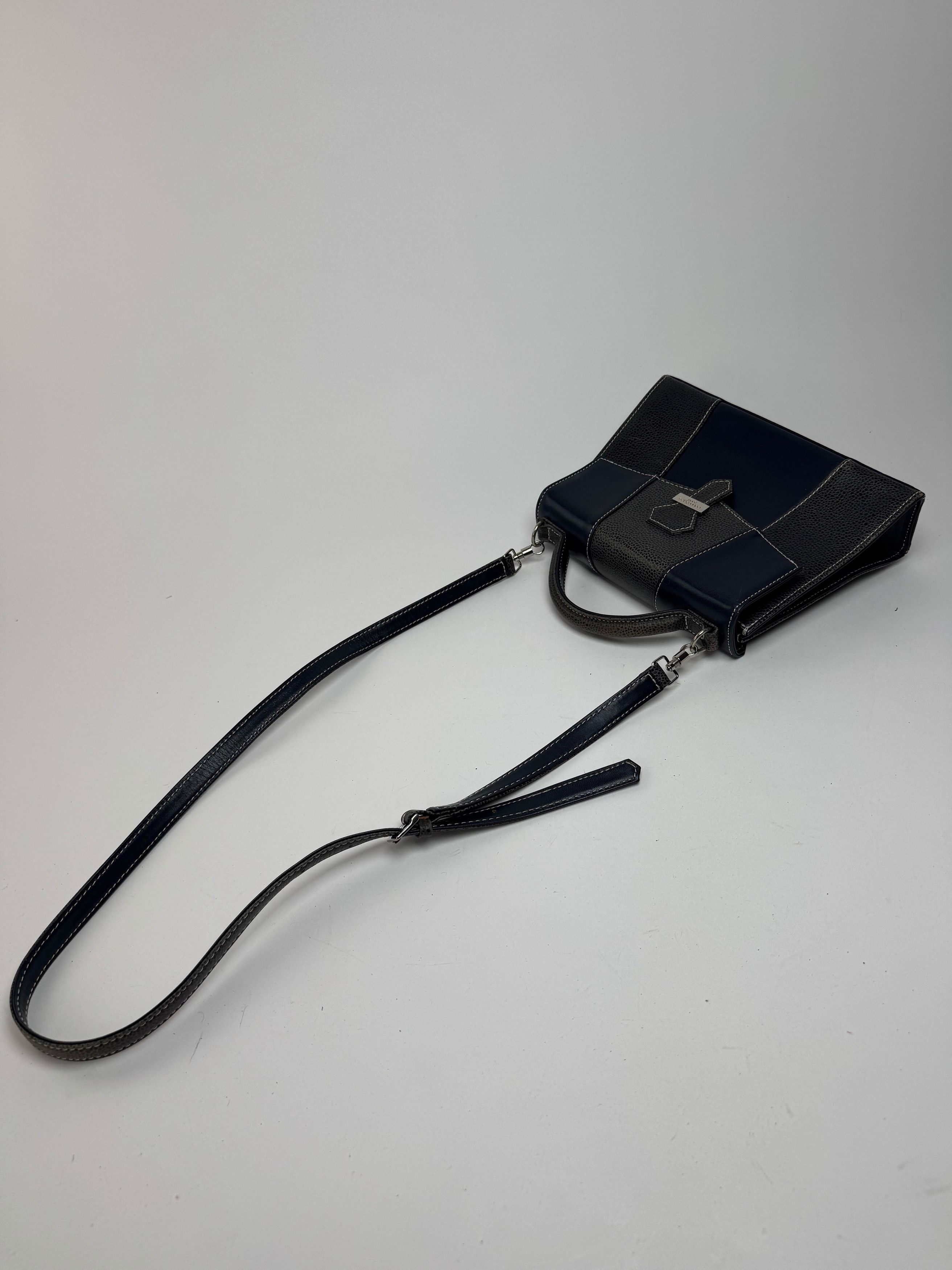 Courreges Vintage 2 way leather bag navy grey Size ONE SIZE - 9 Thumbnail