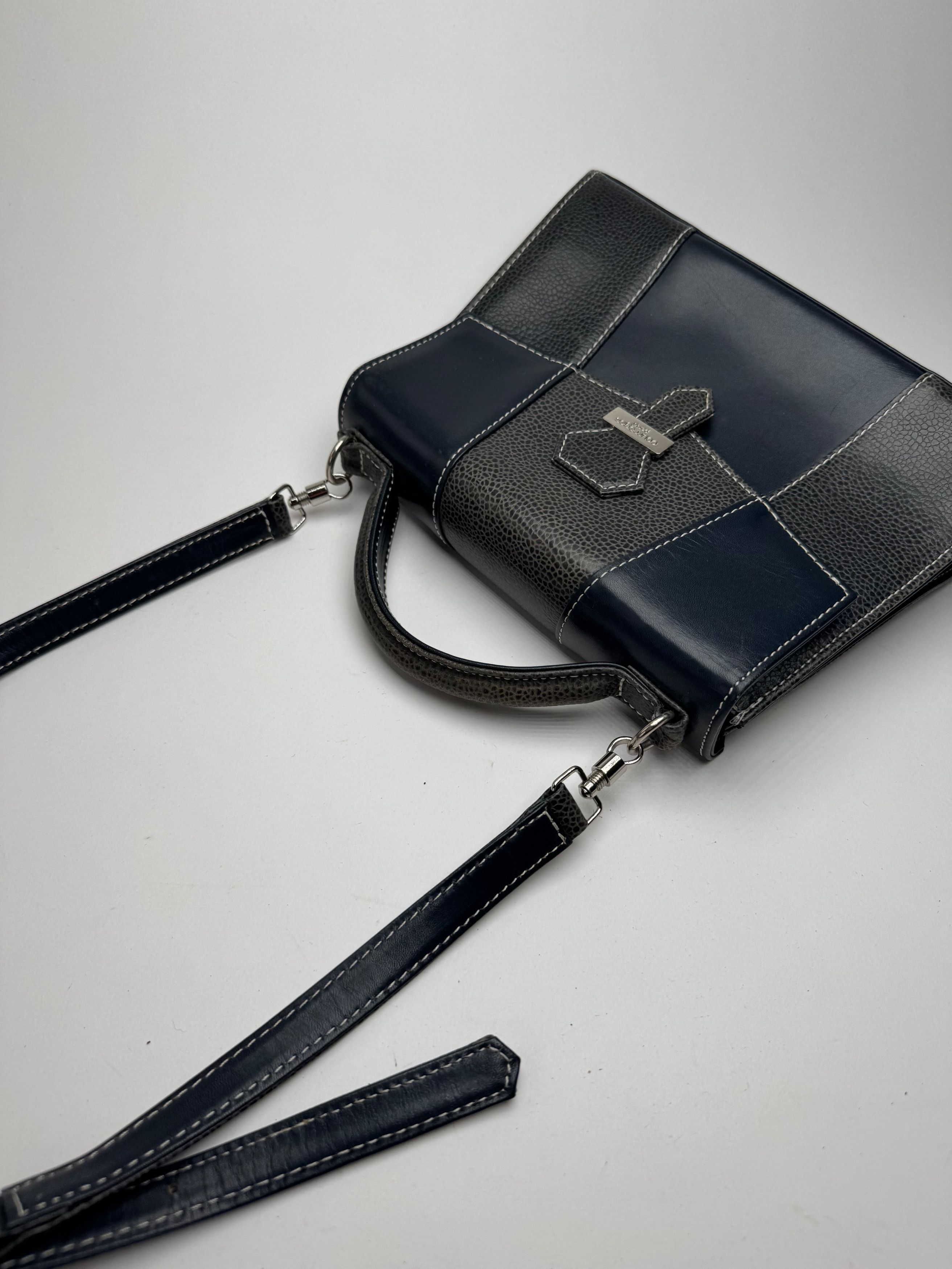 Courreges Vintage 2 way leather bag navy grey Size ONE SIZE - 3 Thumbnail