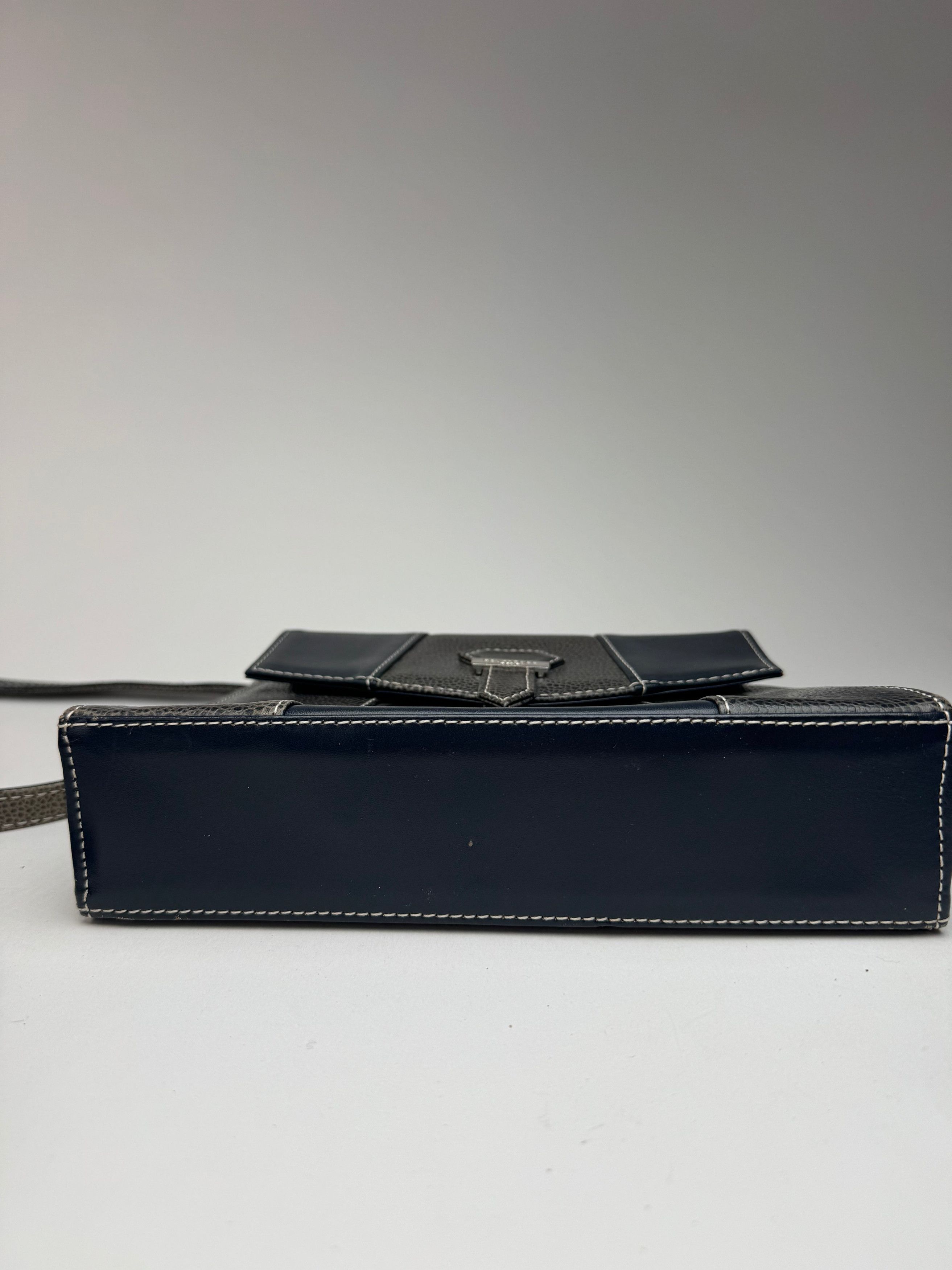 Courreges Vintage 2 way leather bag navy grey Size ONE SIZE - 4 Thumbnail