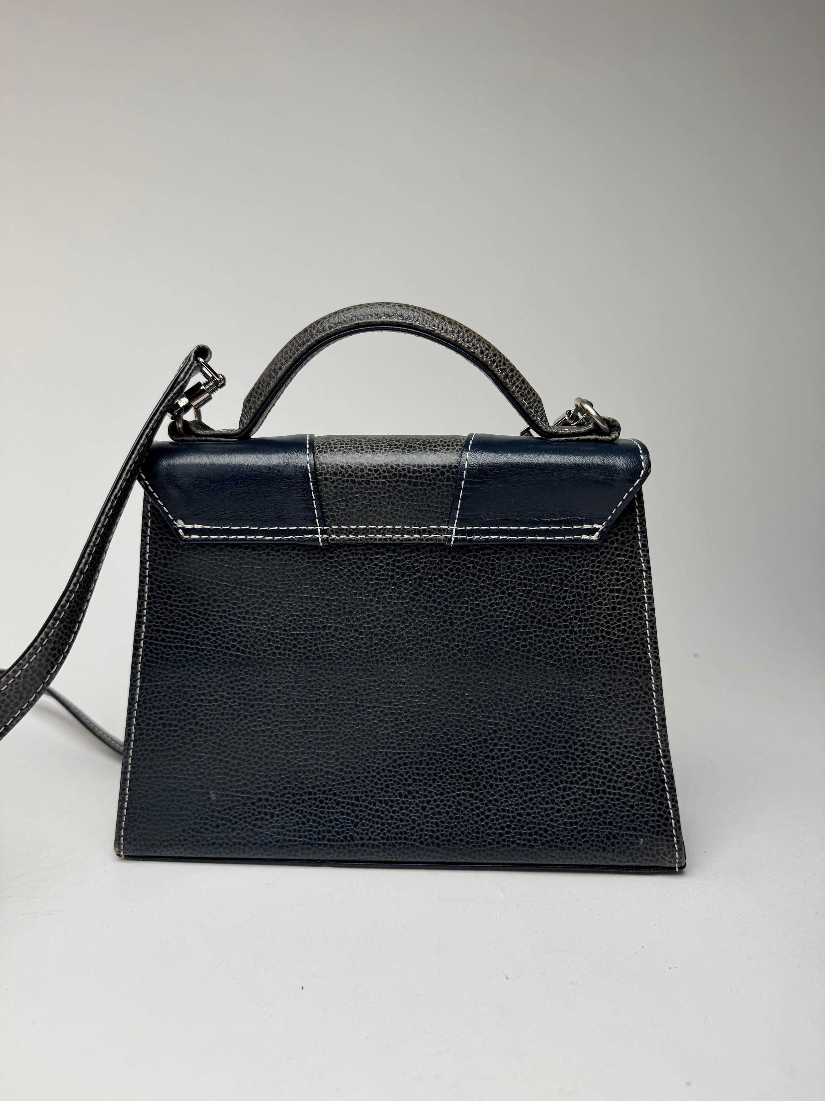 Courreges Vintage 2 way leather bag navy grey Size ONE SIZE - 2 Thumbnail