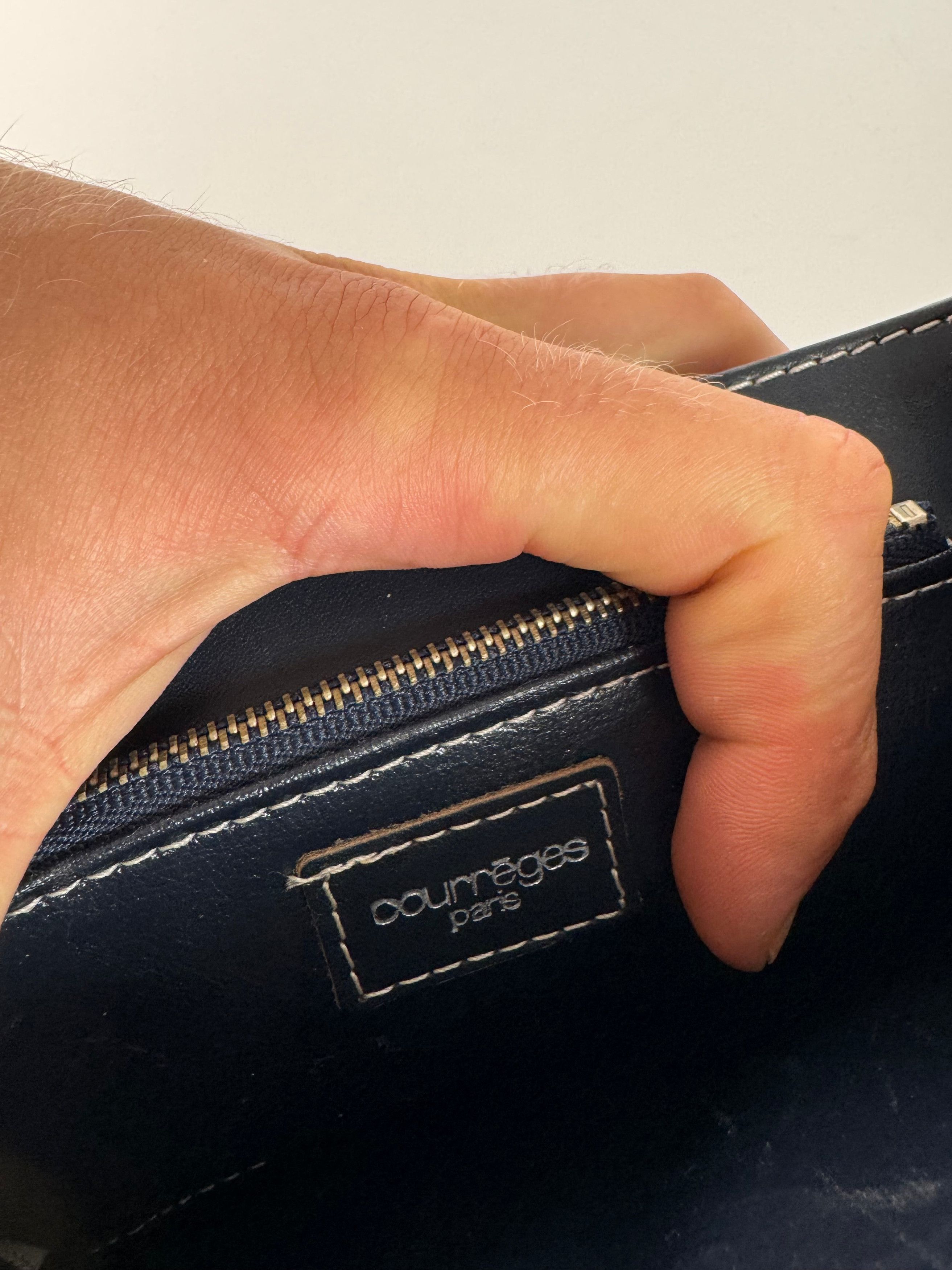 Courreges Vintage 2 way leather bag navy grey Size ONE SIZE - 13 Thumbnail