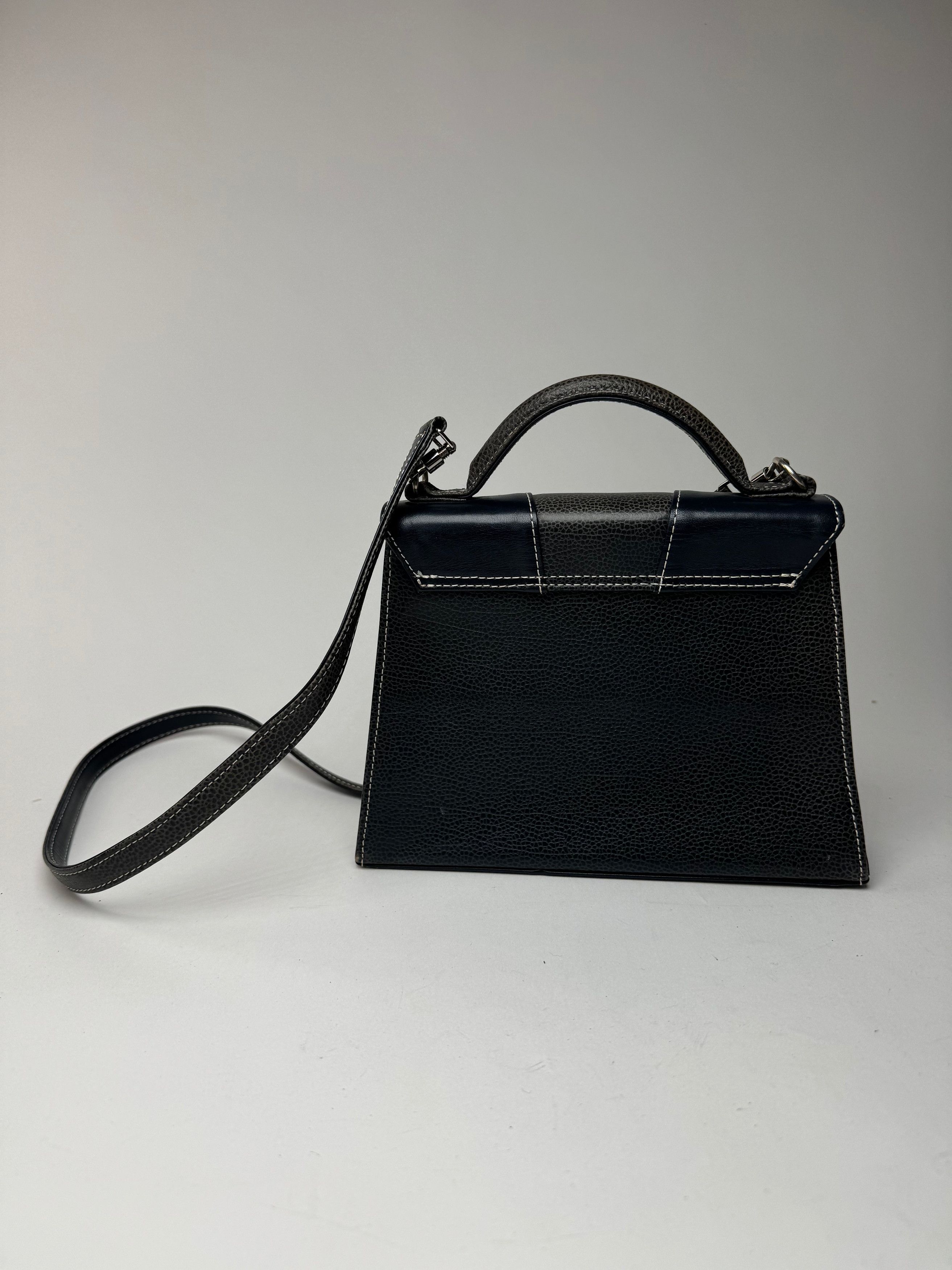 Courreges Vintage 2 way leather bag navy grey Size ONE SIZE - 7 Thumbnail