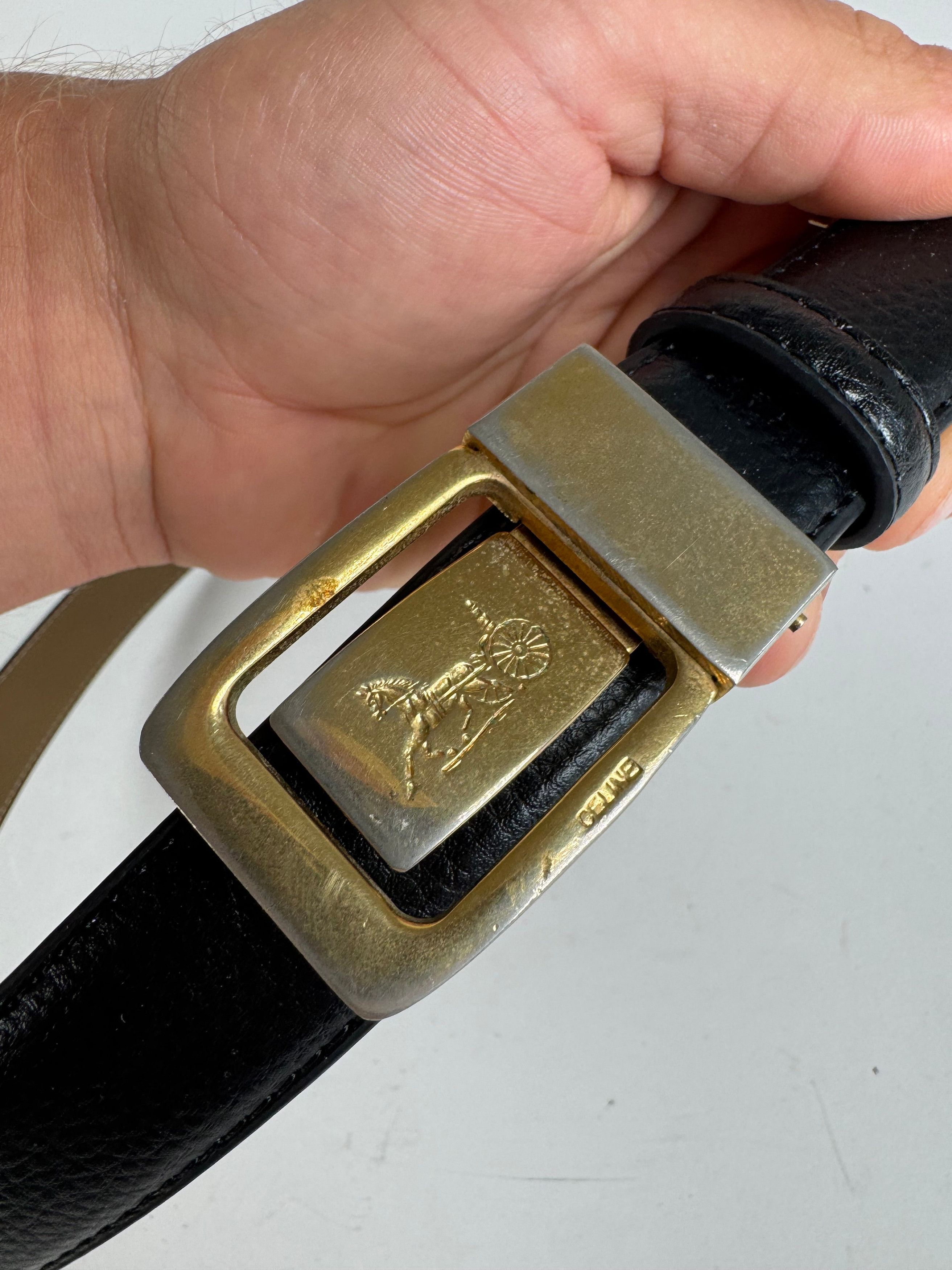 Celine Vintage Paris Leather belt black Size ONE SIZE - 6 Thumbnail