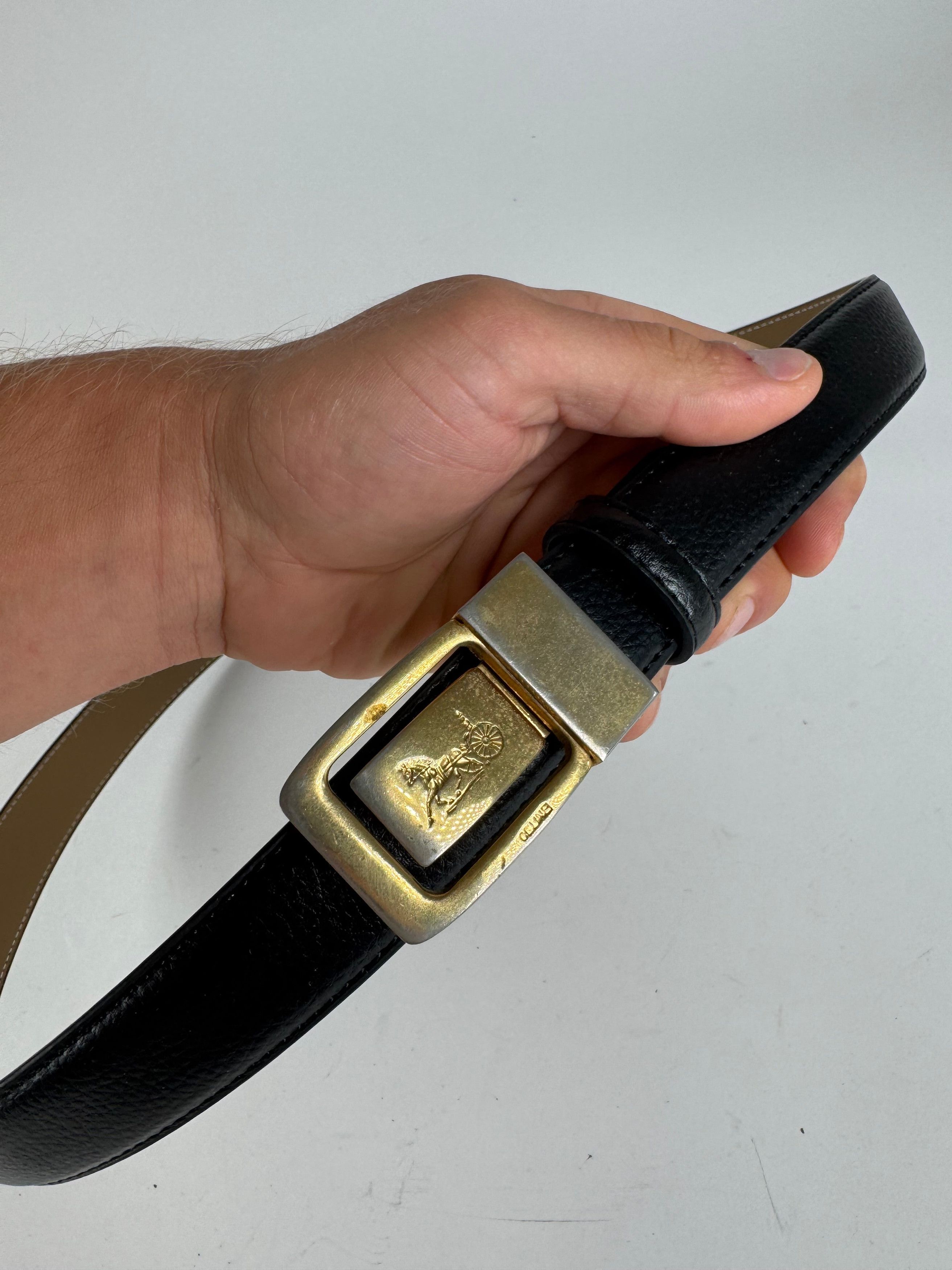 Celine Vintage Paris Leather belt black Size ONE SIZE - 5 Thumbnail