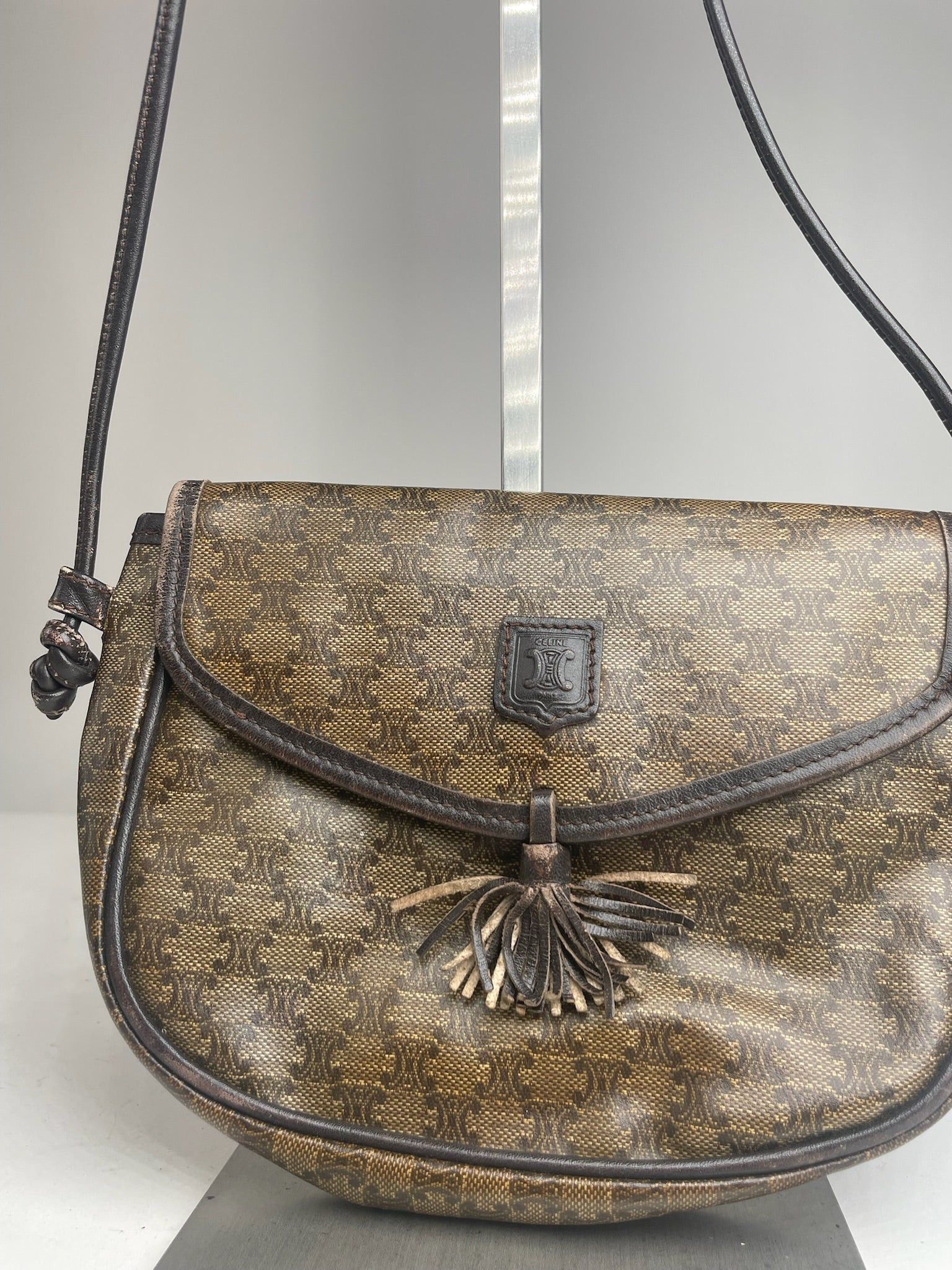 Celine Vintage Triomphe Crossbody leather Bag brown Green Size ONE SIZE - 8 Thumbnail