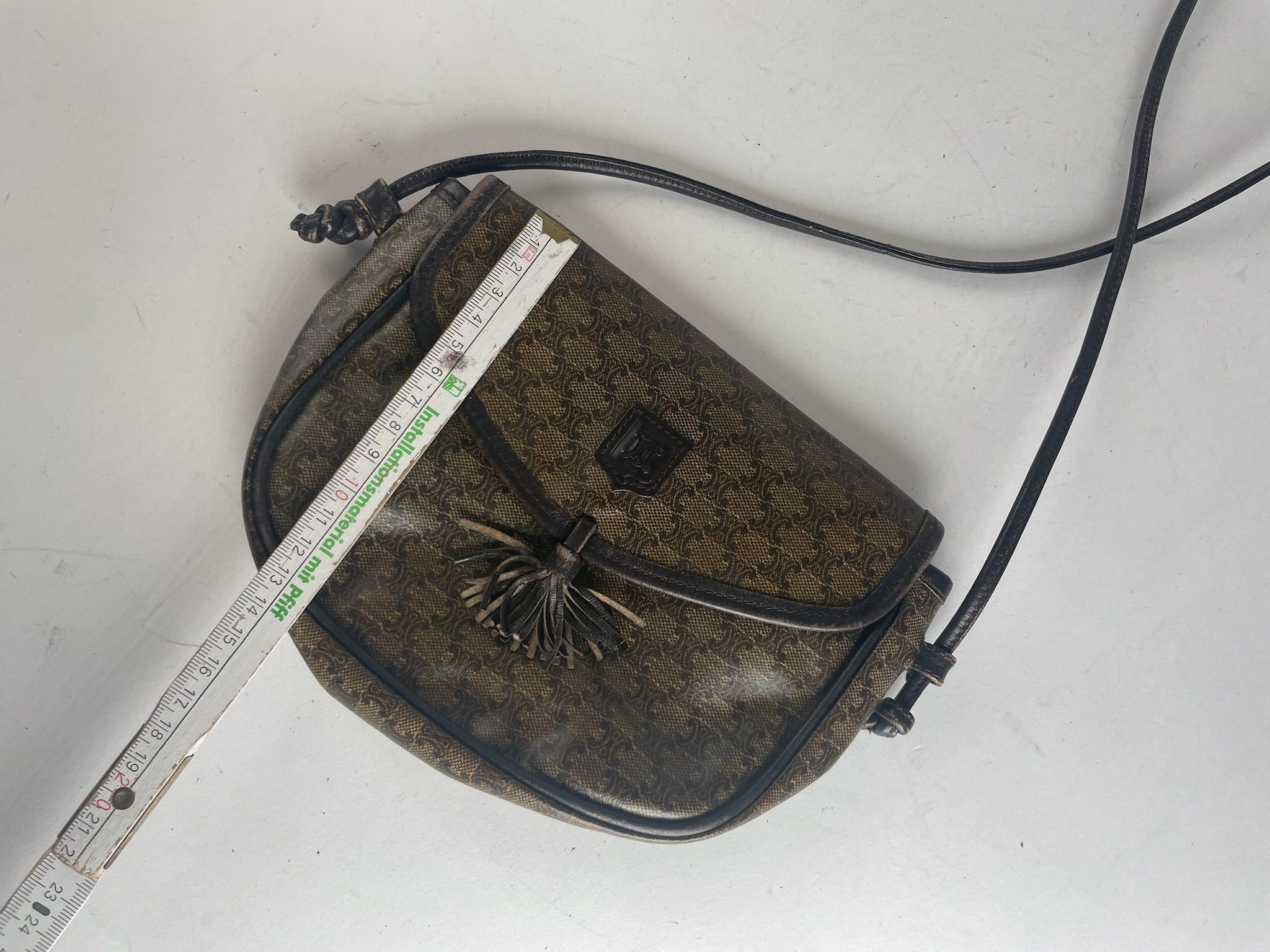 Celine Vintage Triomphe Crossbody leather Bag brown Green Size ONE SIZE - 12 Thumbnail