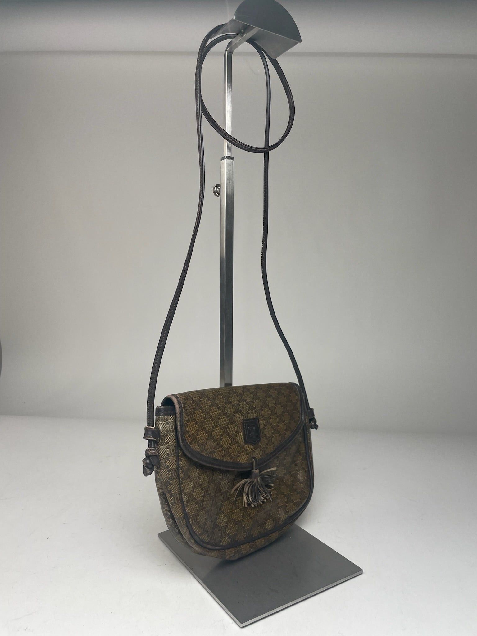 Celine Vintage Triomphe Crossbody leather Bag brown Green Size ONE SIZE - 7 Thumbnail