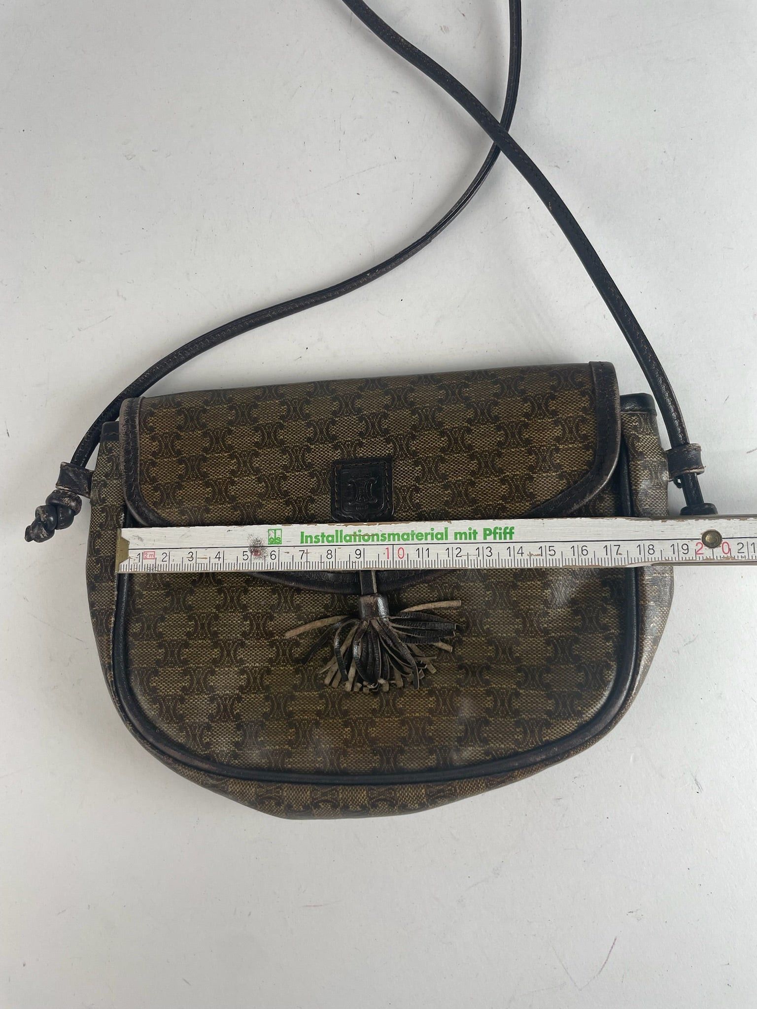 Celine Vintage Triomphe Crossbody leather Bag brown Green Size ONE SIZE - 13 Thumbnail