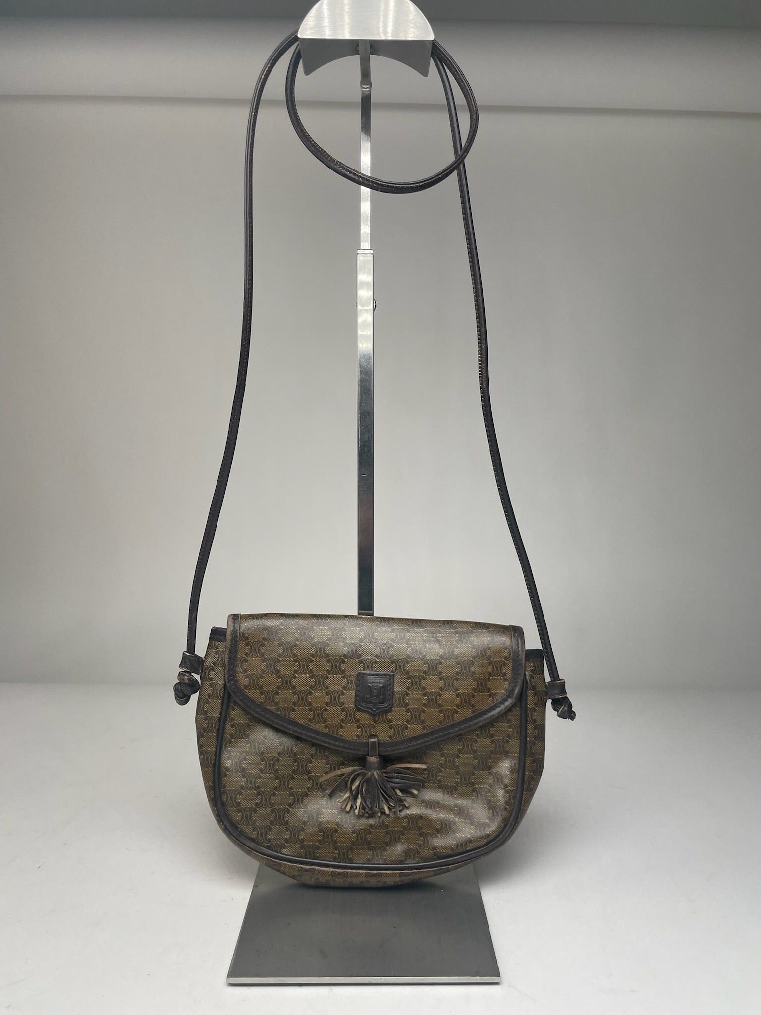Celine Vintage Triomphe Crossbody leather Bag brown Green Size ONE SIZE - 9 Thumbnail
