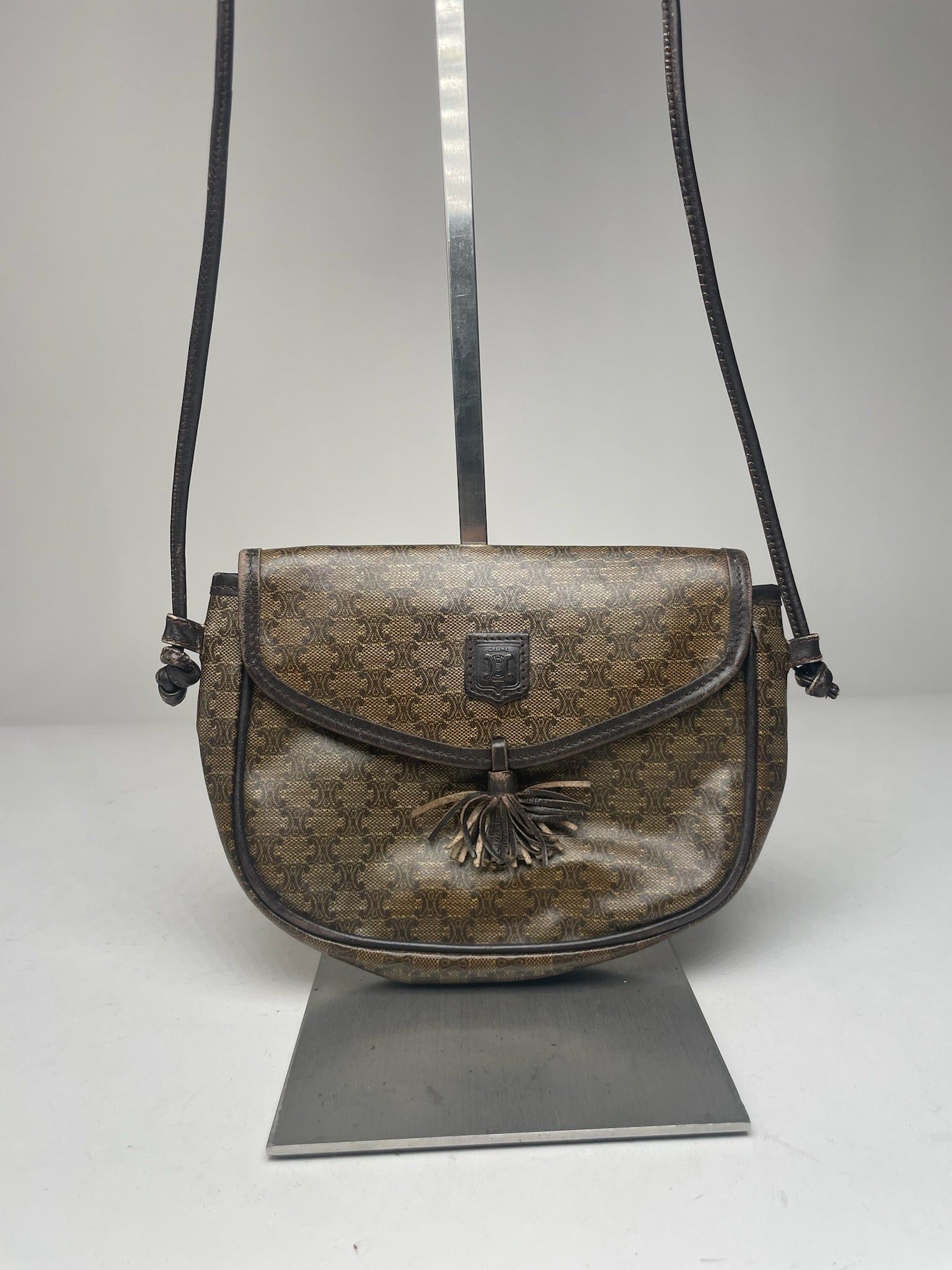 Celine Vintage Triomphe Crossbody leather Bag brown Green Size ONE SIZE - 10 Thumbnail