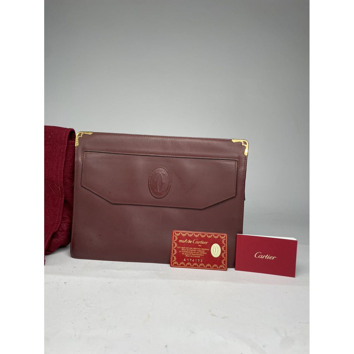 Cartier C Burgundy Patent Leather Clutch Bag Size ONE SIZE - 2 Thumbnail