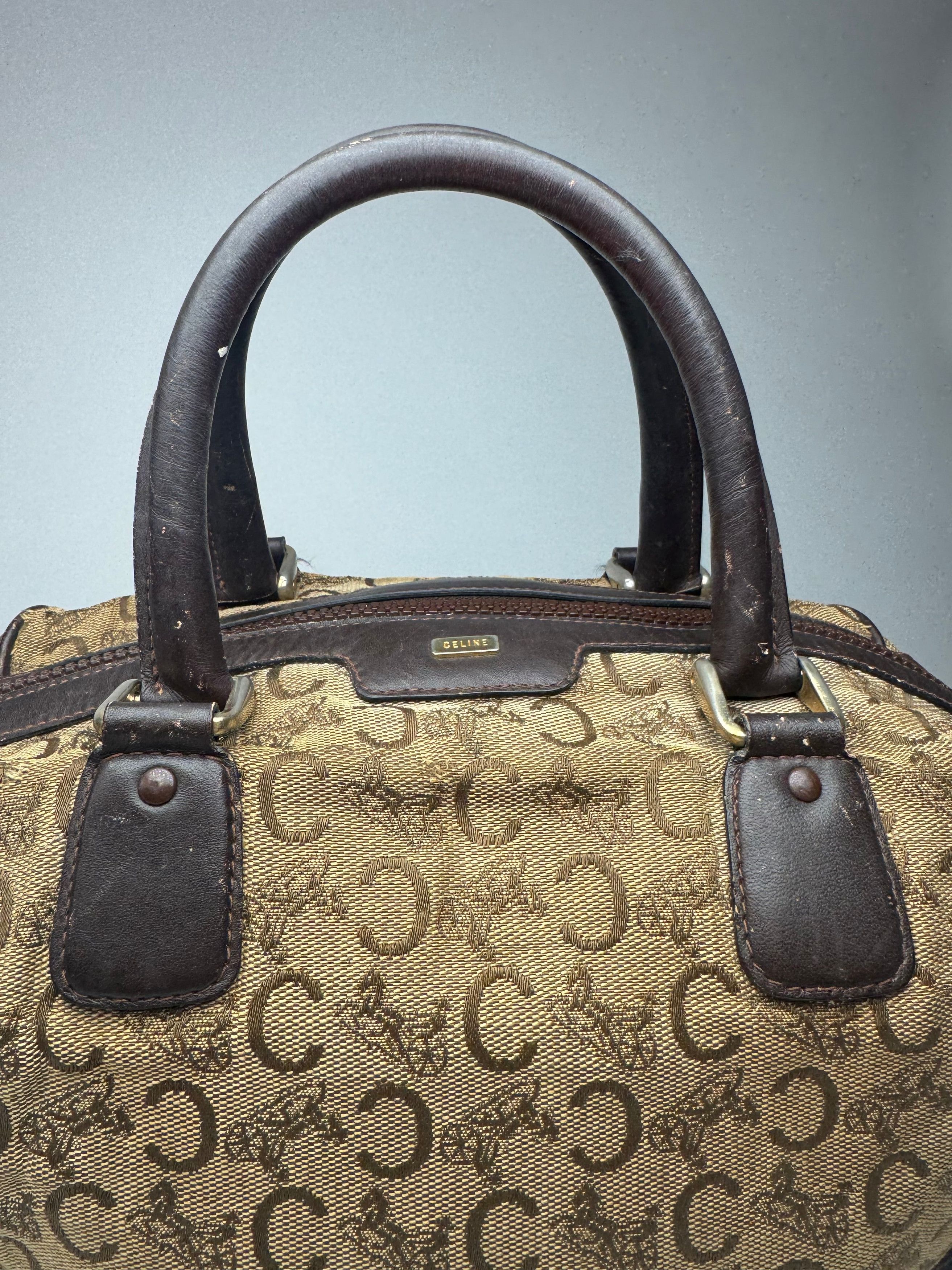 Celine Vintage Paris macadam monogram canvas leather bag black kame Size ONE SIZE - 13 Thumbnail