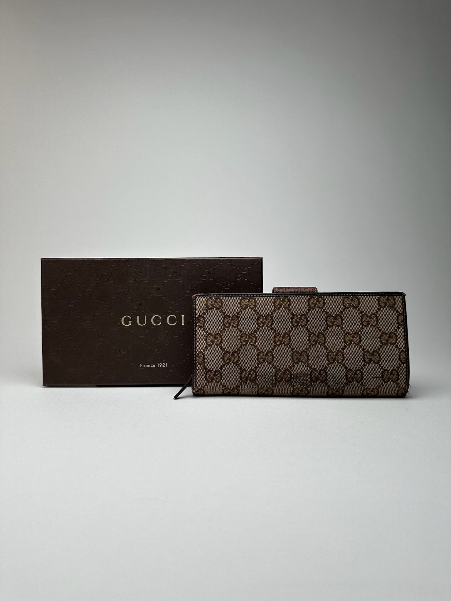 Gucci Vintage Monogram Leather wallet beige brown Size ONE SIZE - 2 Thumbnail