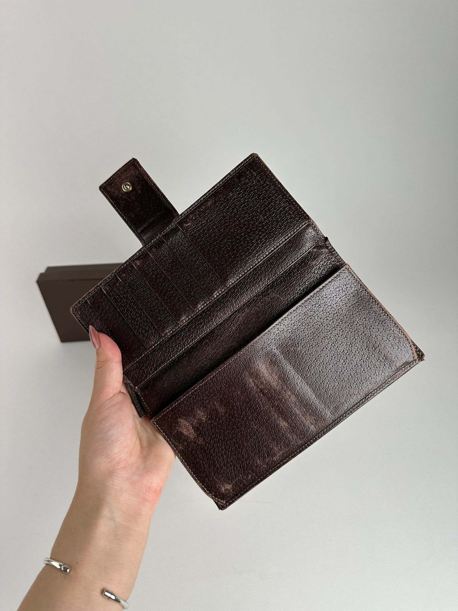 Gucci Vintage Monogram Leather wallet beige brown Size ONE SIZE - 3 Thumbnail